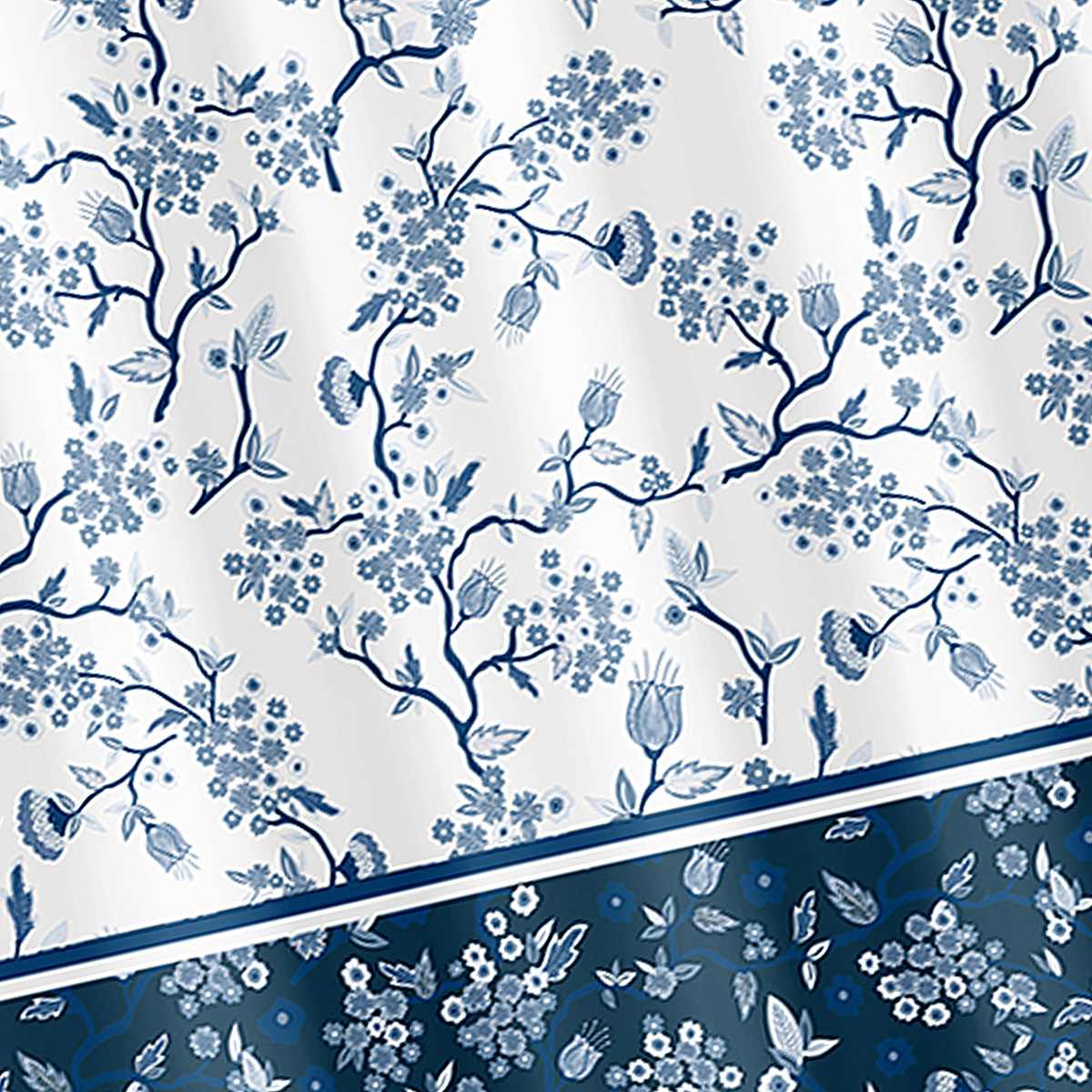 Providence Silvia Blue & White Floral Shower Curtain, 72"