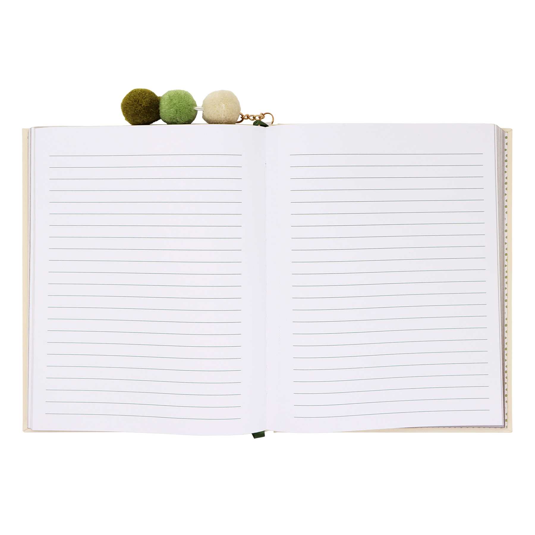 Cream Hard cover journal with Pompoms