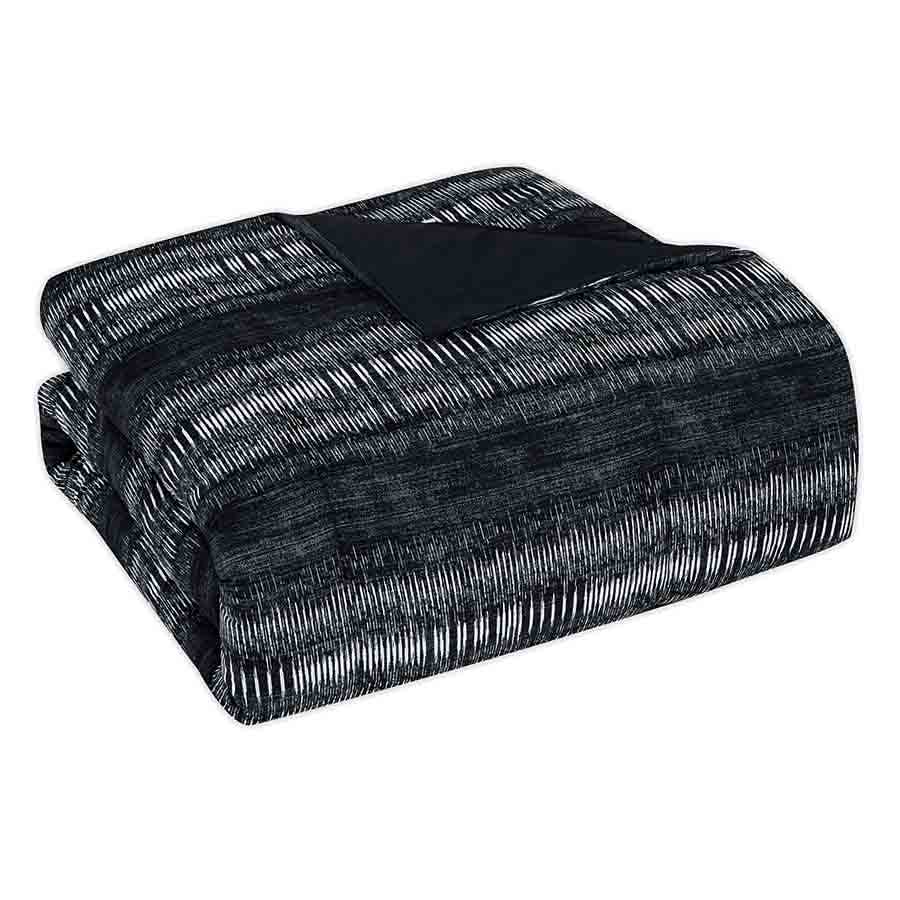 8-Piece Black Striped Essential Comforter Set, King