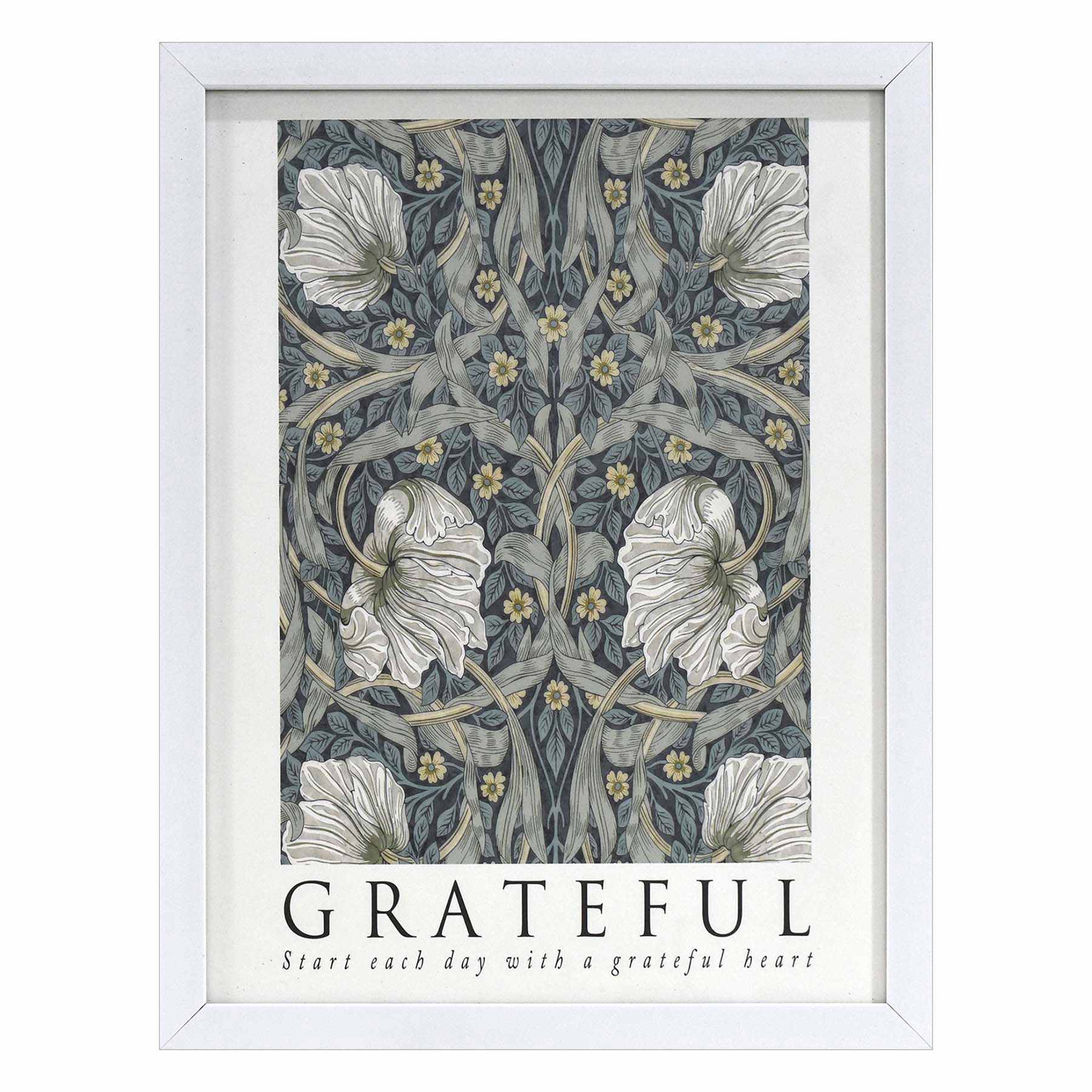 Glass Framed Grateful Print Wall Art, 13x17