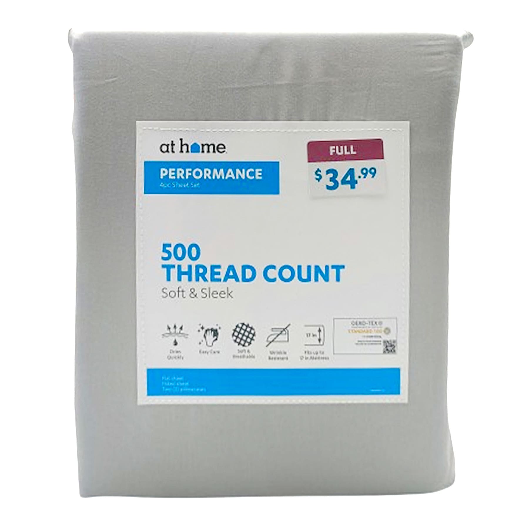 4-Piece Light Grey 500 Thread Count Sheet Set, Full