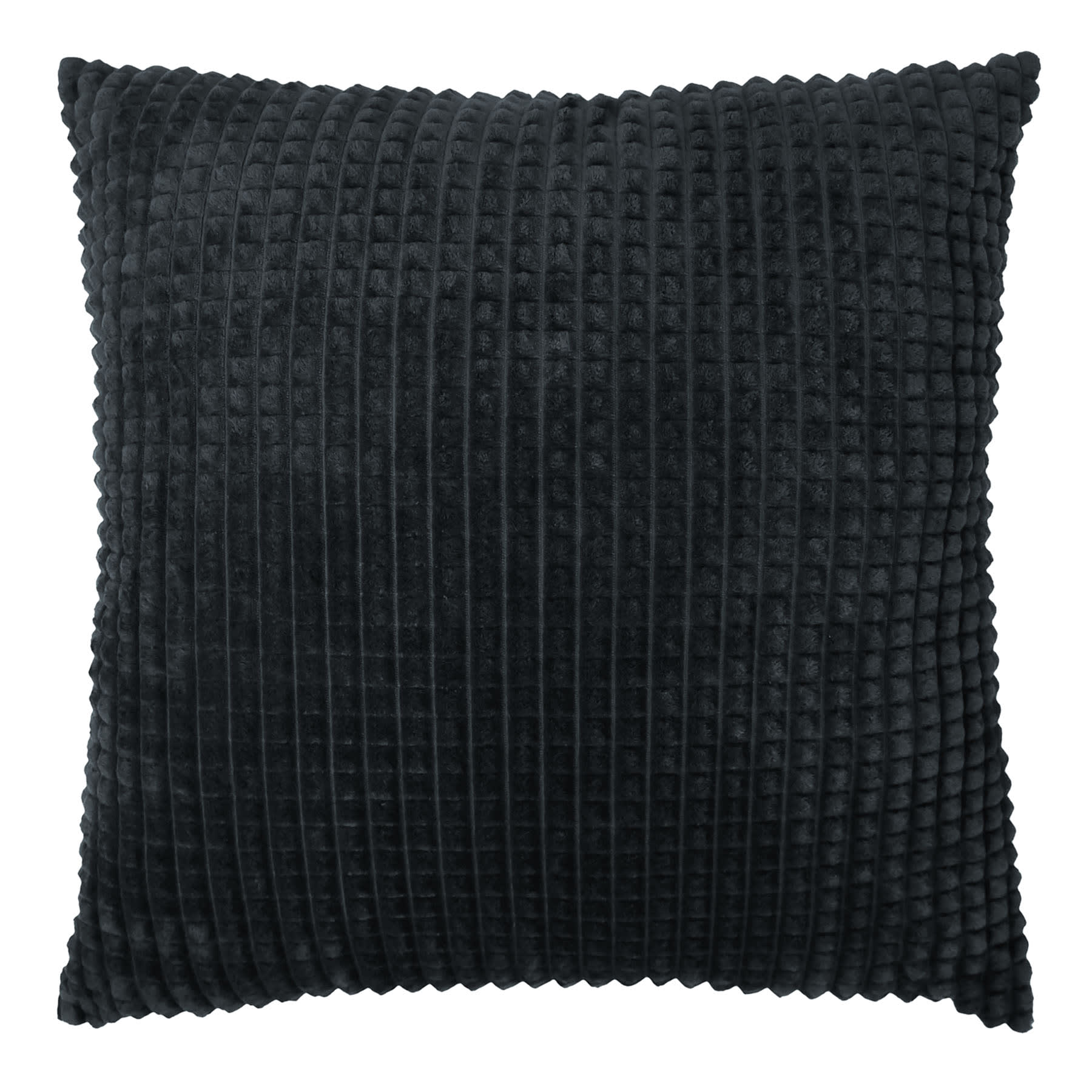 Black Plush Check Throw Pillow, 24"