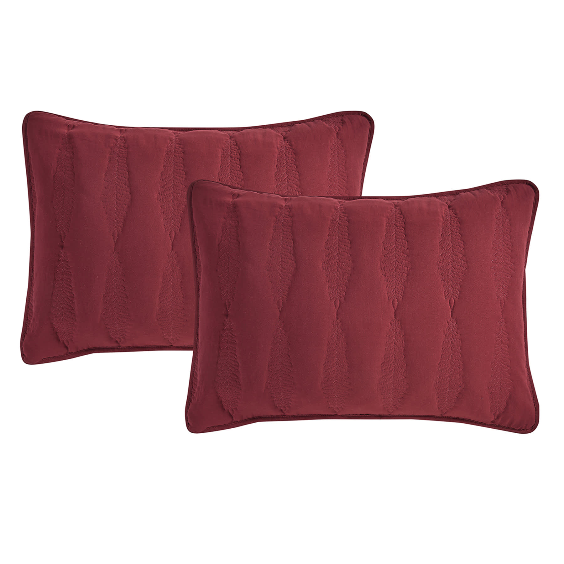 Providence 3-Piece Red Embroidered Washed Microfiber Quilt Set, King