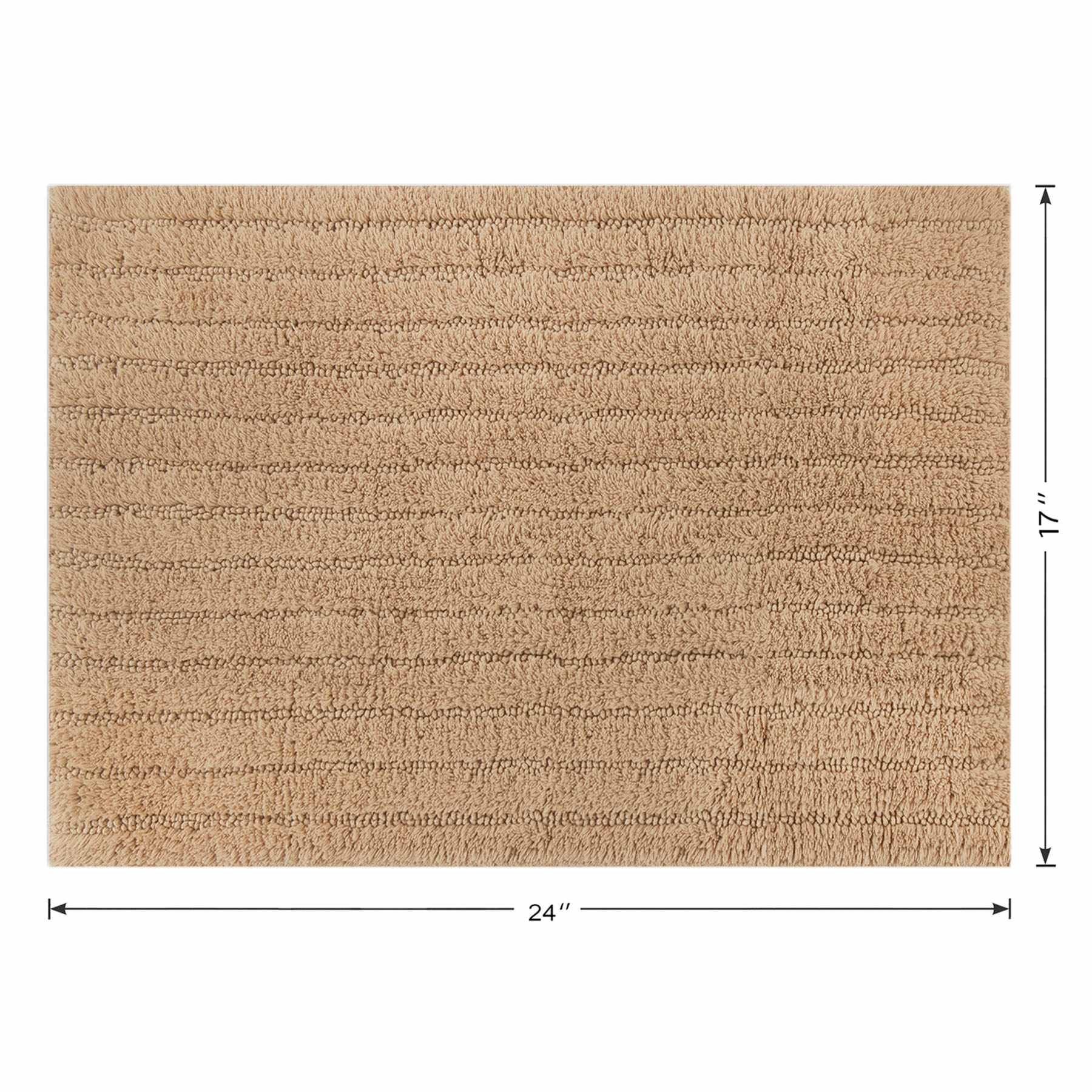 Found & Fable Tan Striped High-Low Bath Rug, 17x24