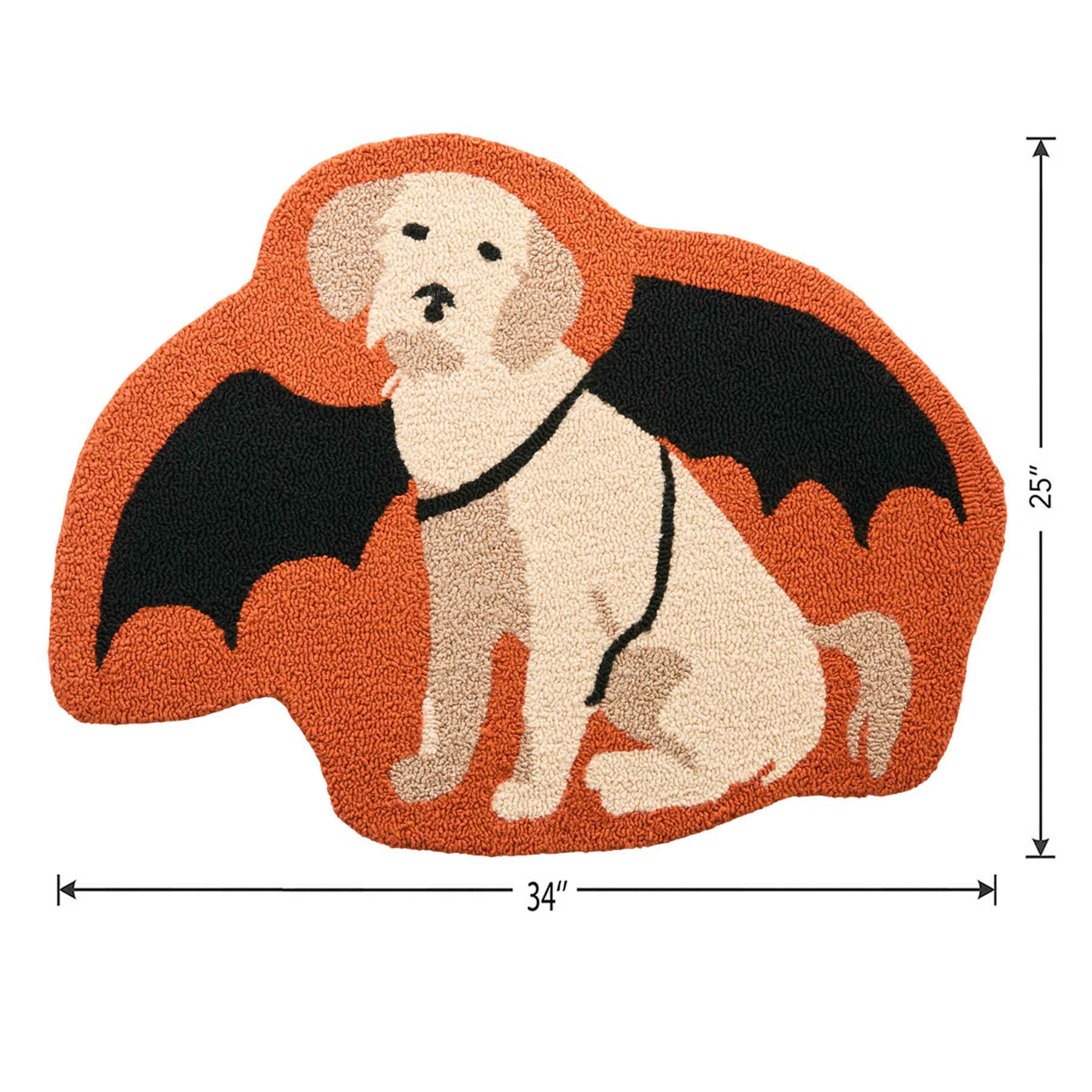 Happy Haunting Dog in Bat Costume Shaped Hook Accent Rug, 25x34