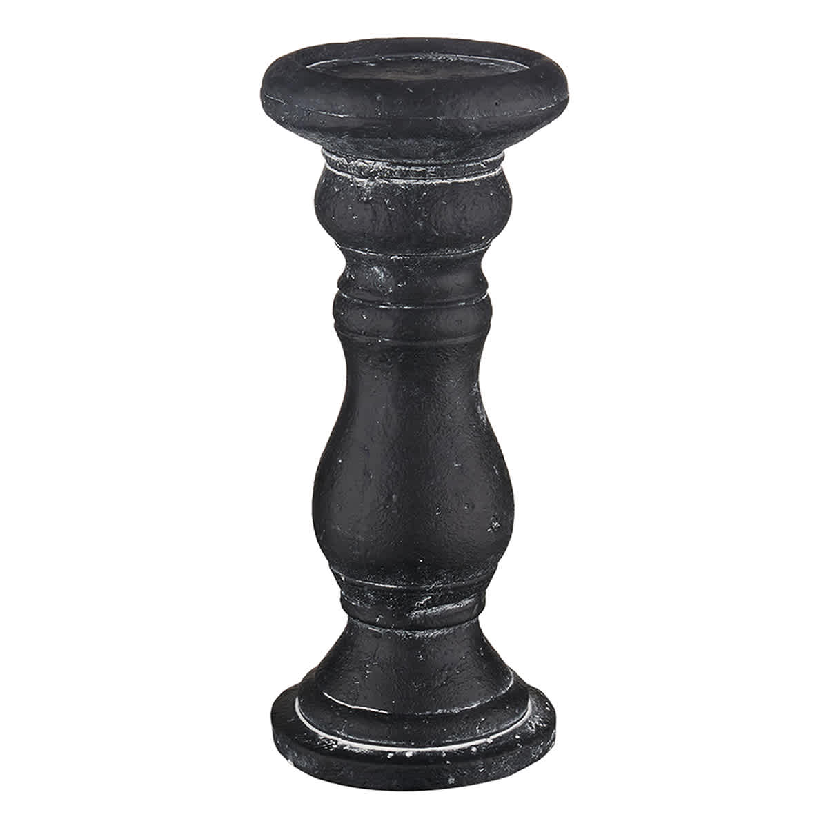 Black Cement Candle Holder, 9"