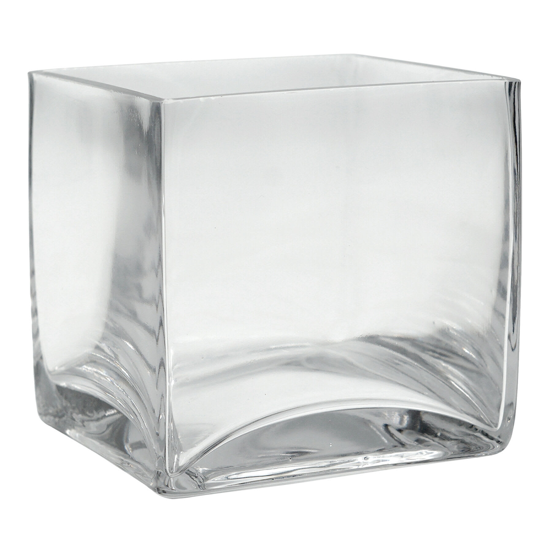 Clear Glass Cube Vase, 4"