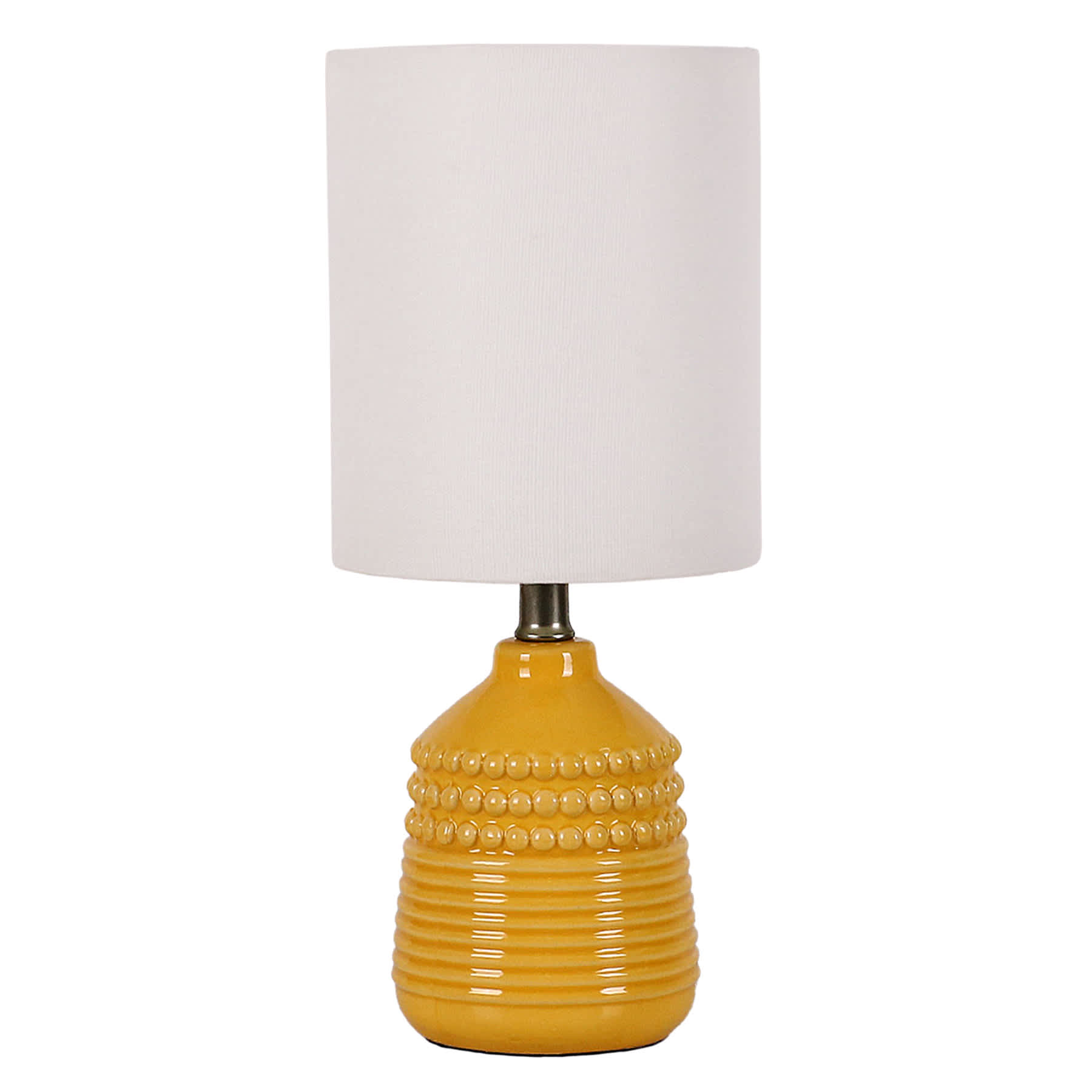 Honeybloom Yellow Dot Ceramic Mini Table Lamp with Shade, 12"