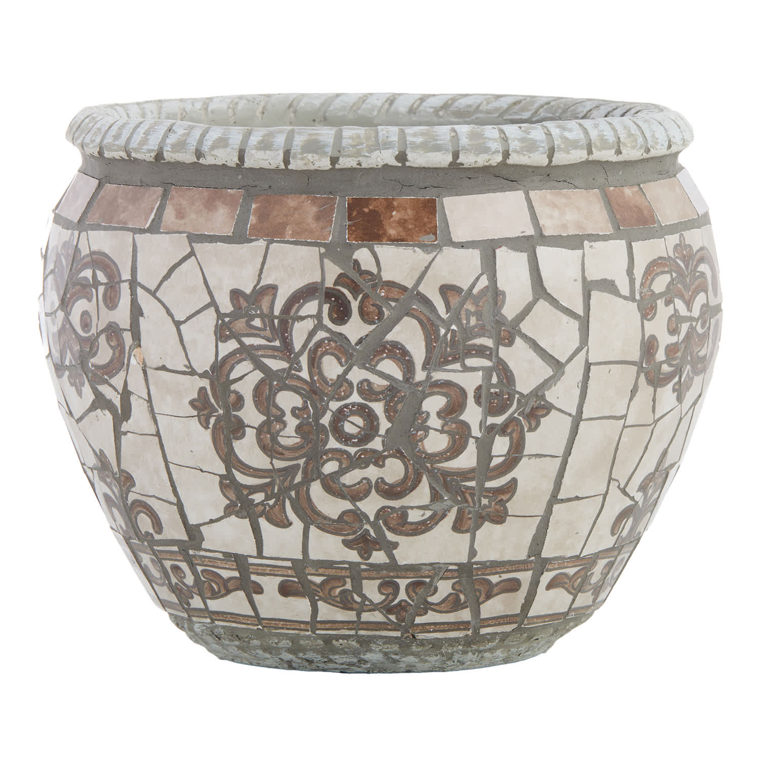 Grey & White Mosaic Tile Ceramic Outdoor Planter, Small