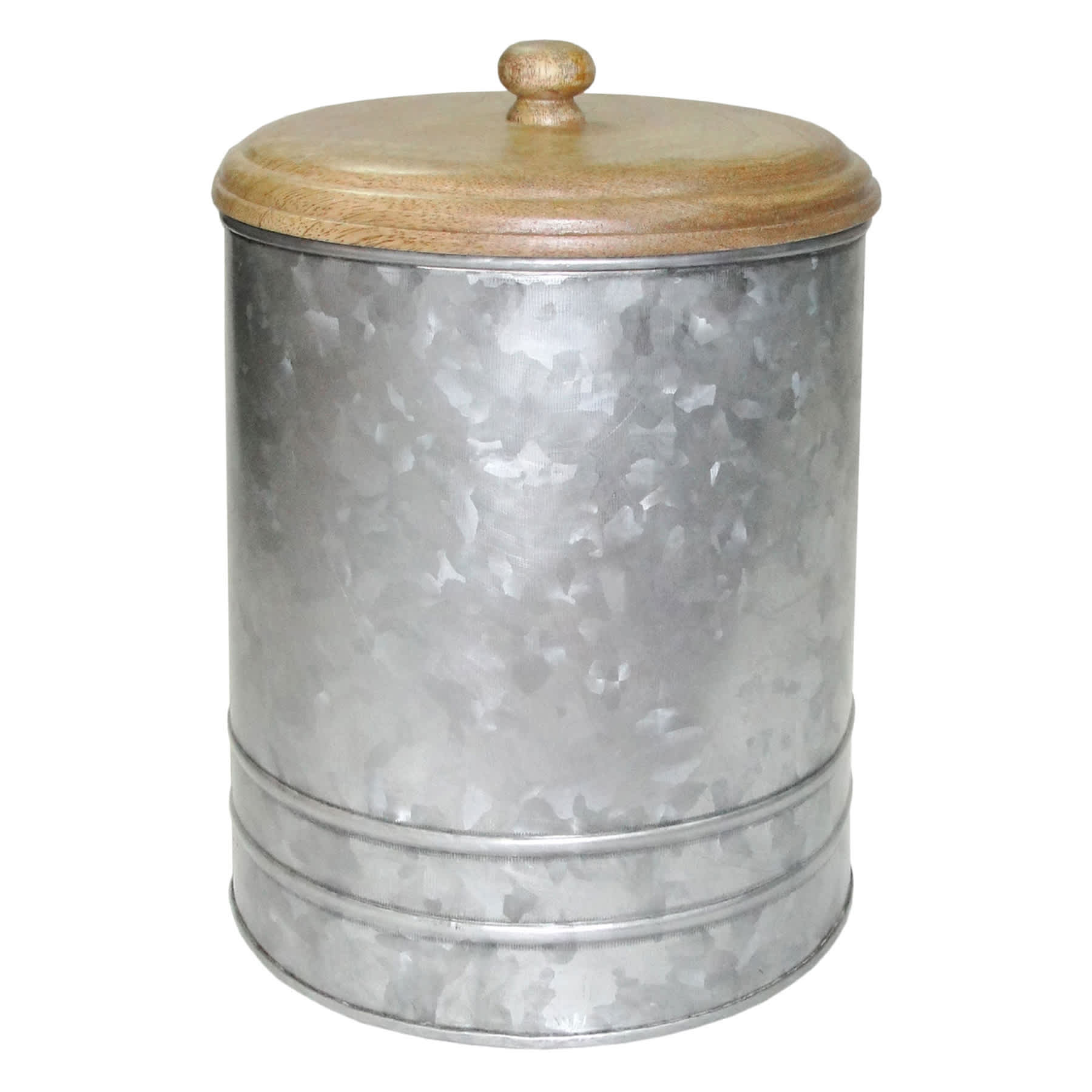 Galvanized Metal Canister with Wood Lid, Large