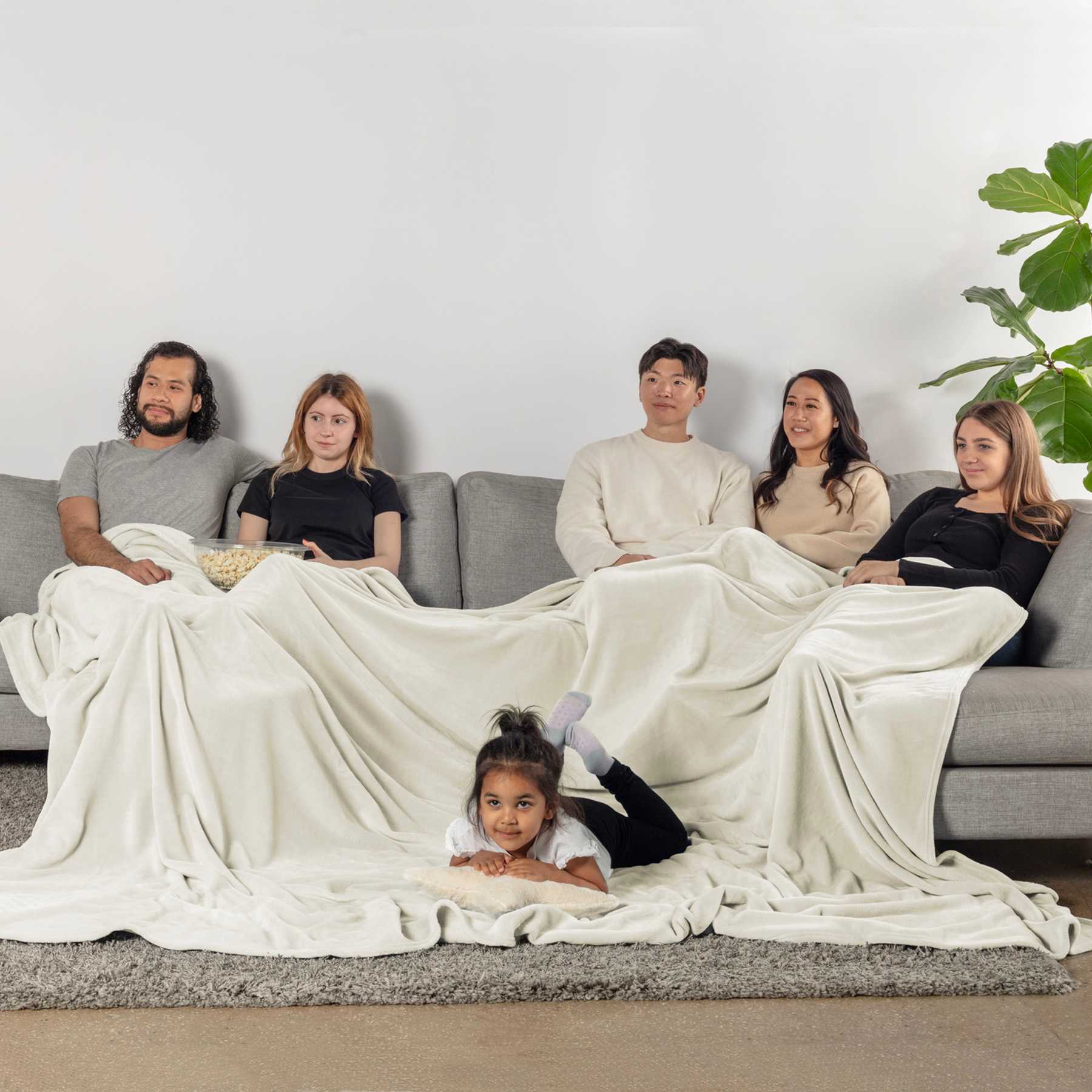 Honeybloom Ivory Oversized Family Blanket, 120"