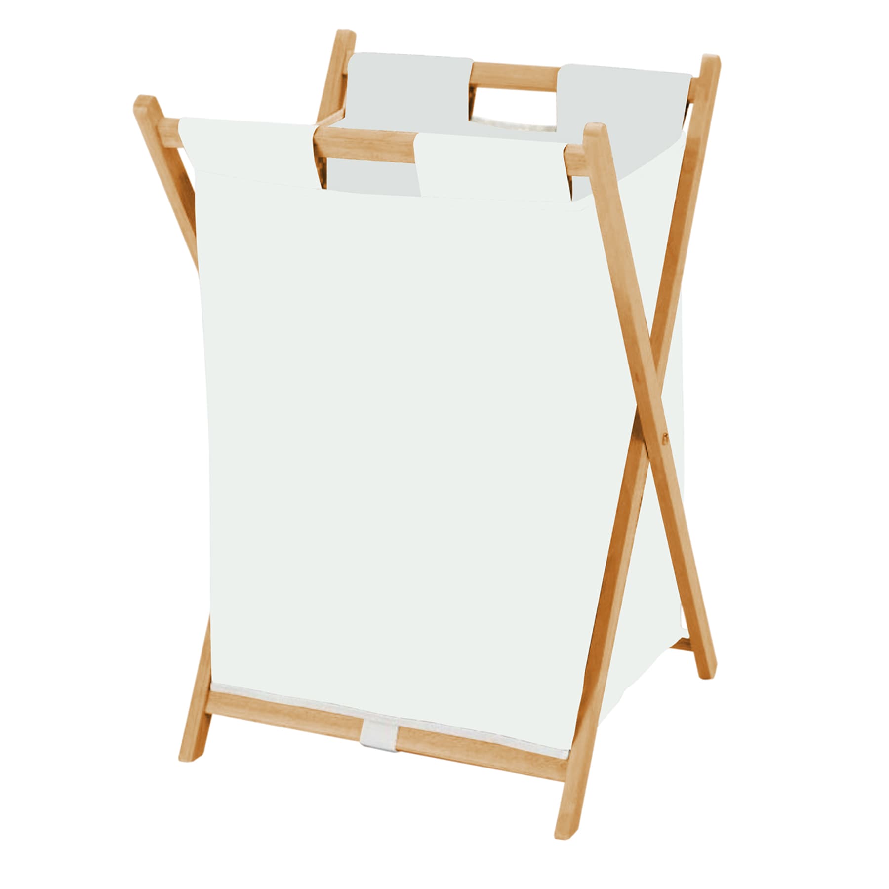 Foldable Laundry Hamper with Bamboo Frame, White