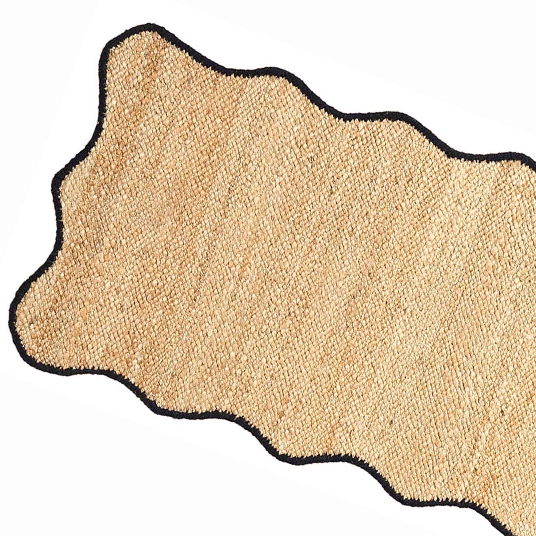(B891) Juniper Jute with Scalloped Black Trim Area Runner, 2x7