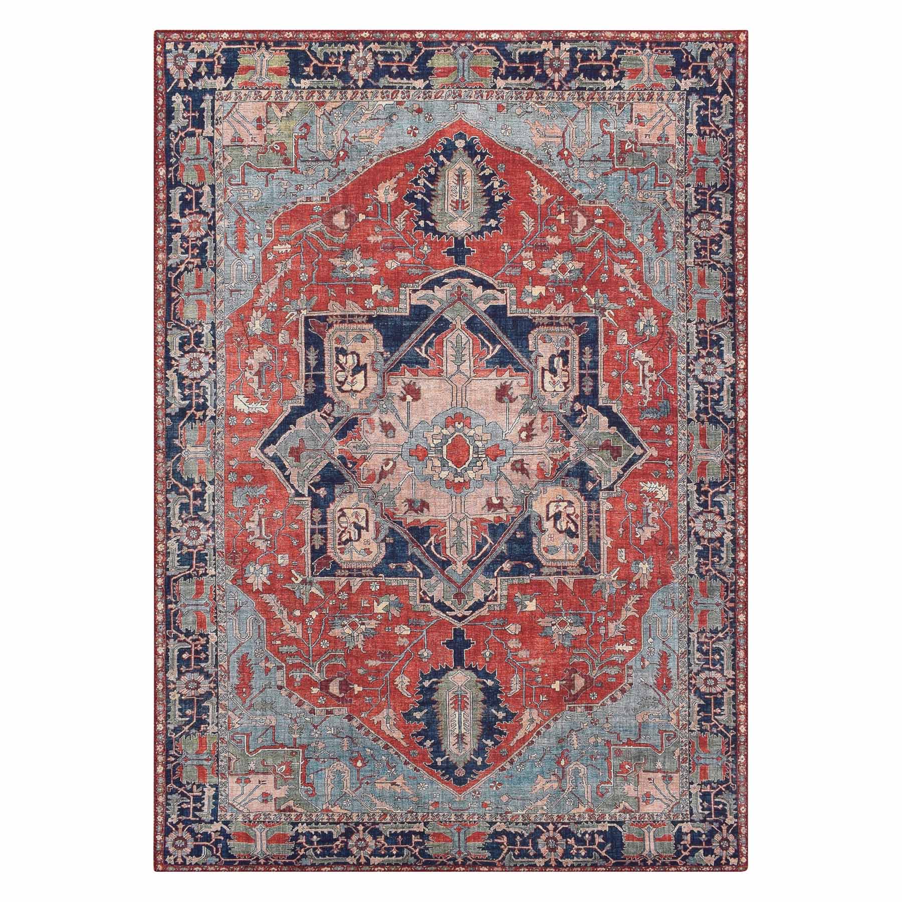 (D473) Fenix Red Medallion Chenille Accent Rug, 29x56