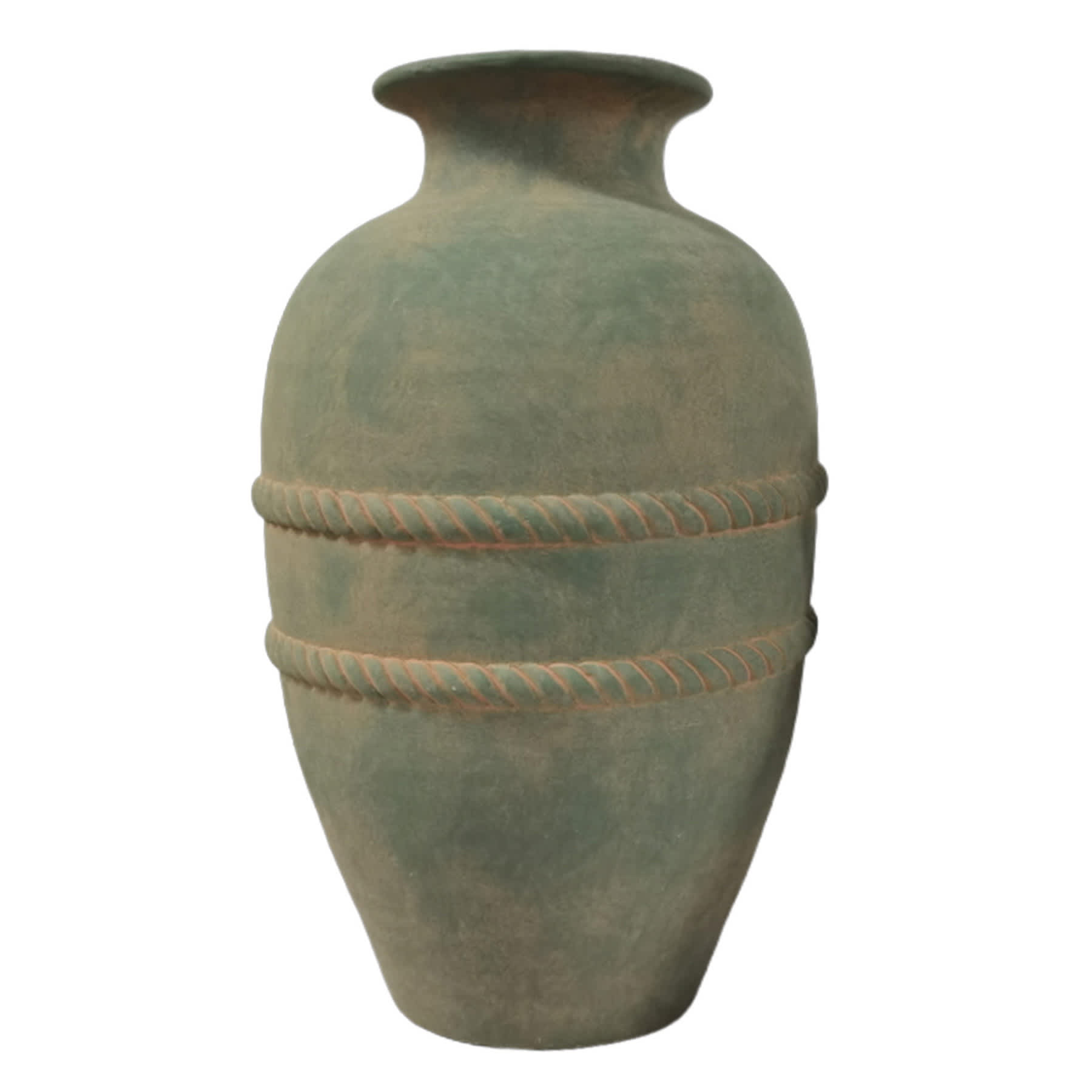 Neutral Ribbed Ceramic Vase, 18.5"