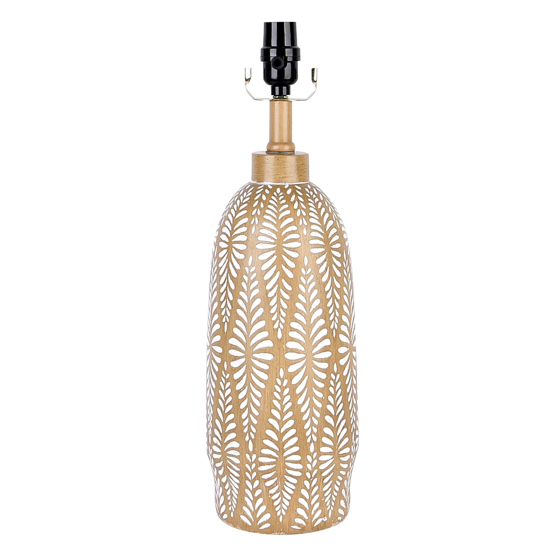 Found & Fable Natural Wood with White Design Medium Table Lamp Base, 19"