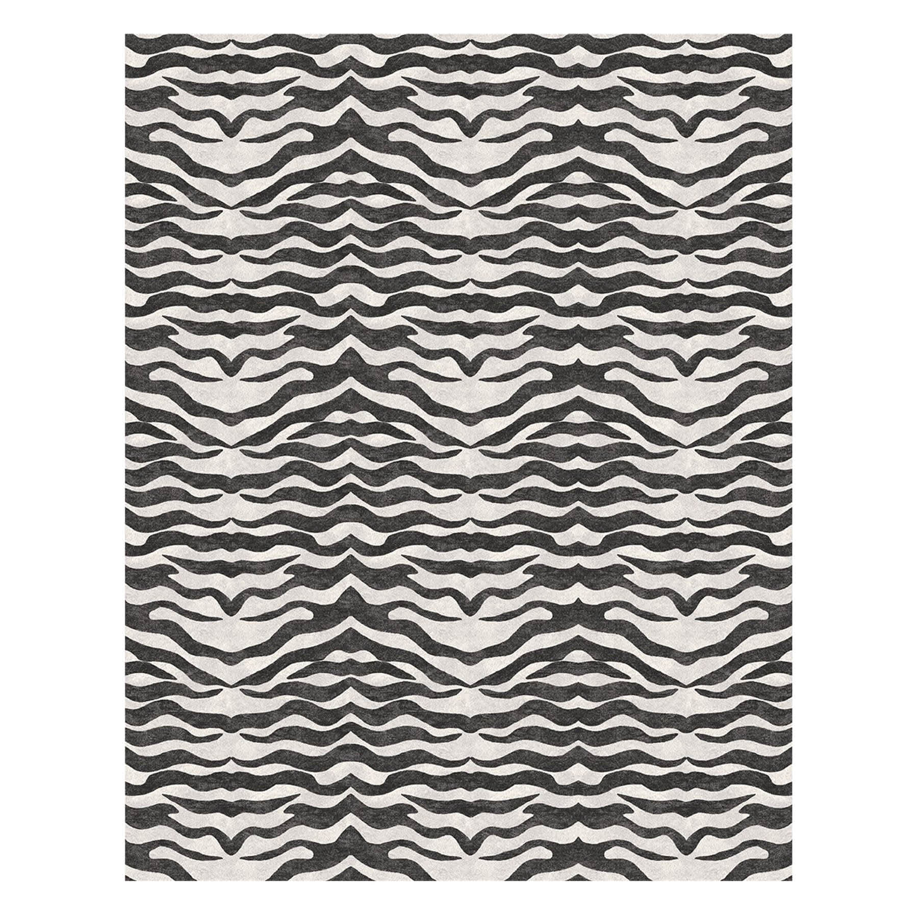 (B877) Found & Fable Dove Grey & Black Tiger Patterned Washable Area Rug, 8x10