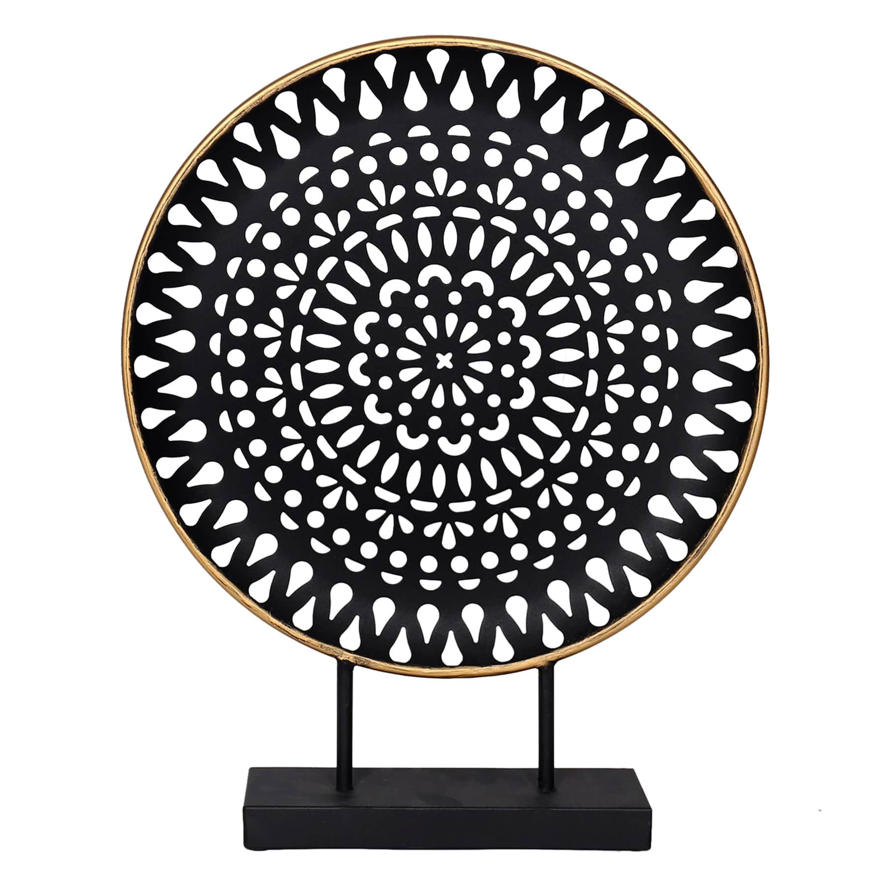 Found & Fable Black Mandala Disk Sculpture, 20"
