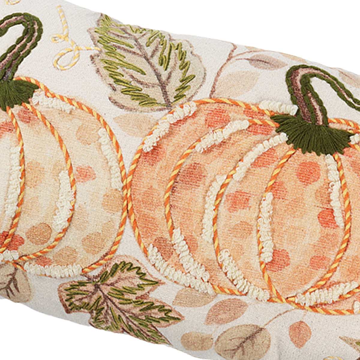 Embroidered Pumpkin Oblong Throw Pillow