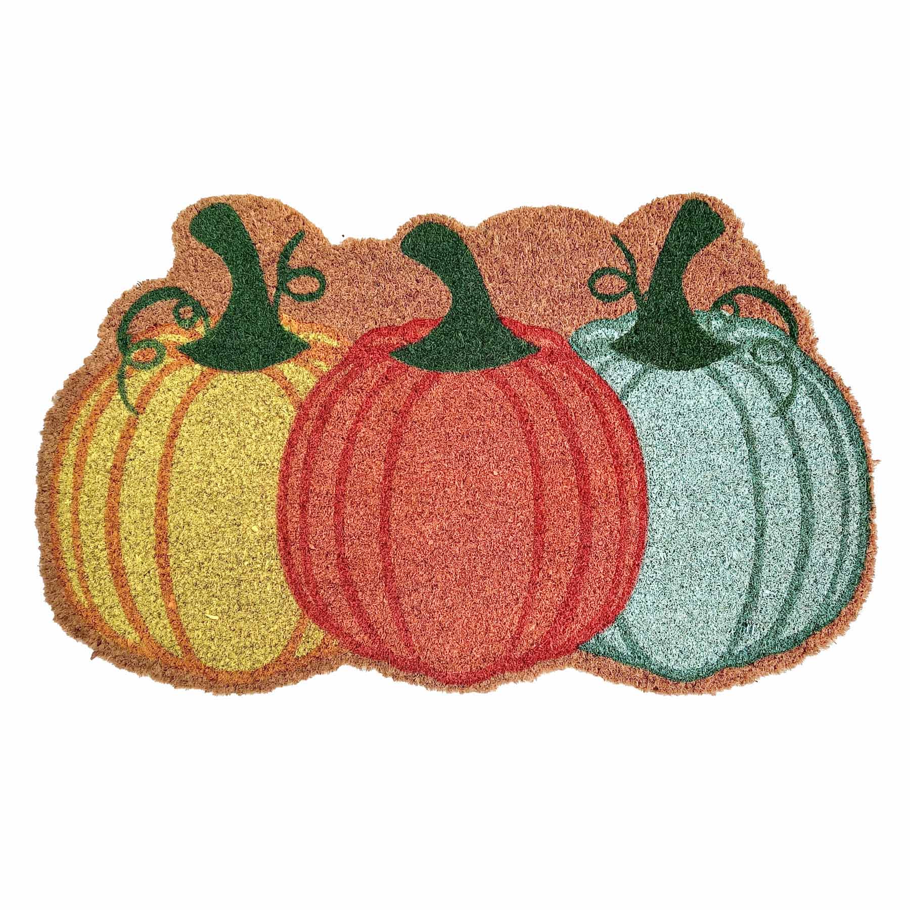 Homespun Harvest Pumpkin Trio Shaped Coir Mat, 18x30