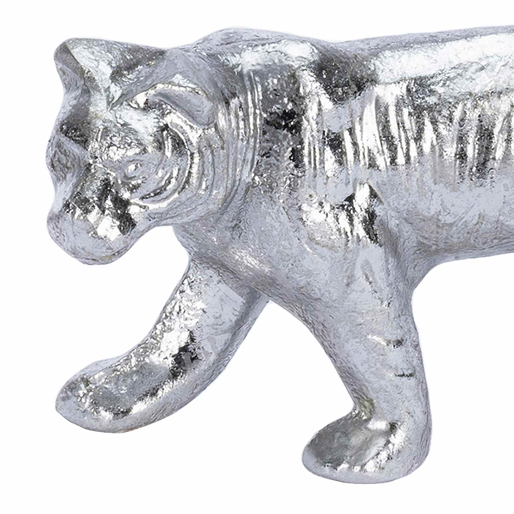Found & Fable Silver Tiger Figurine, 9"