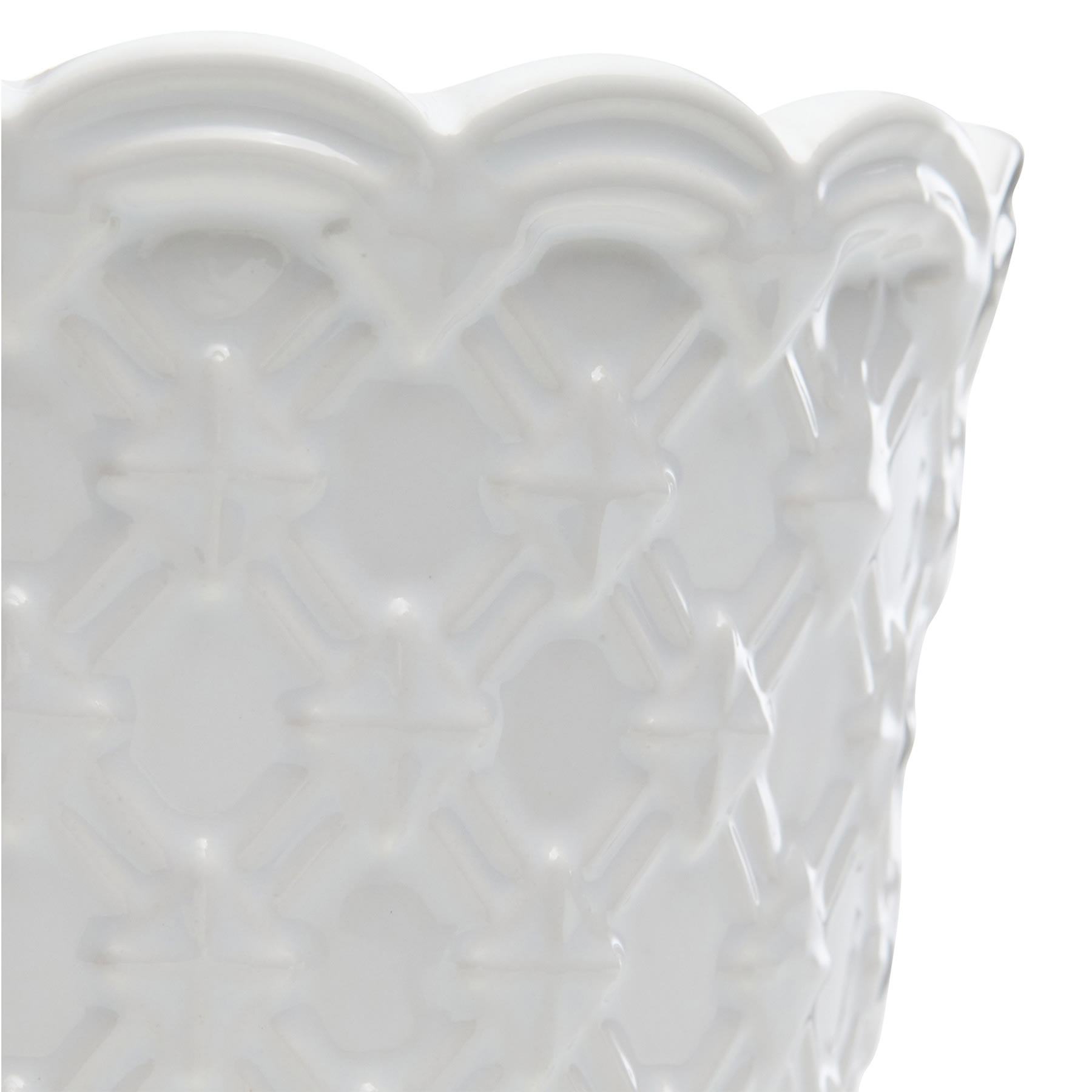 Providence Indoor White Ceramic Weave Planter, 5"