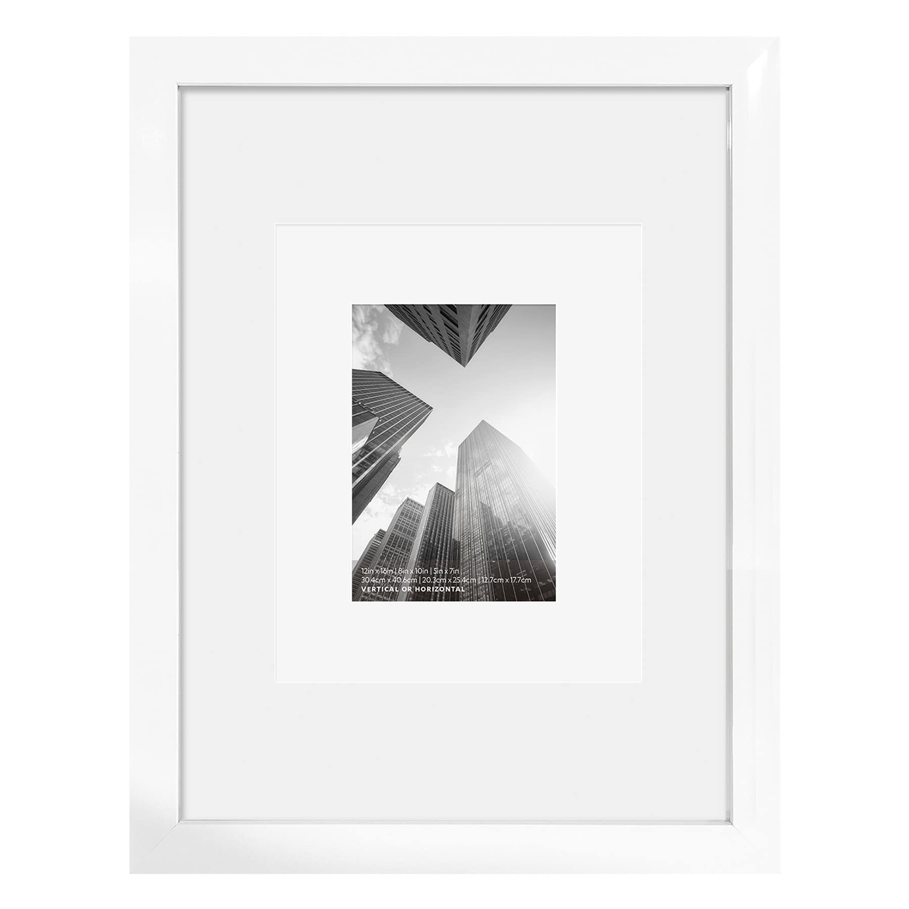 12x16 White Wide Matted to 8x10 & 5x7 Wall Frame