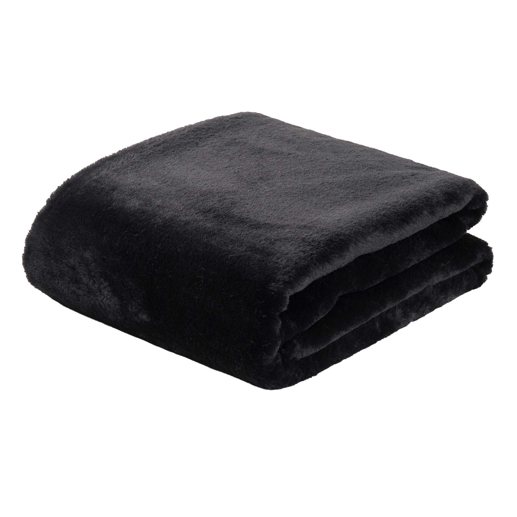 Black Bristol Faux Fur Throw Blanket, 50x60