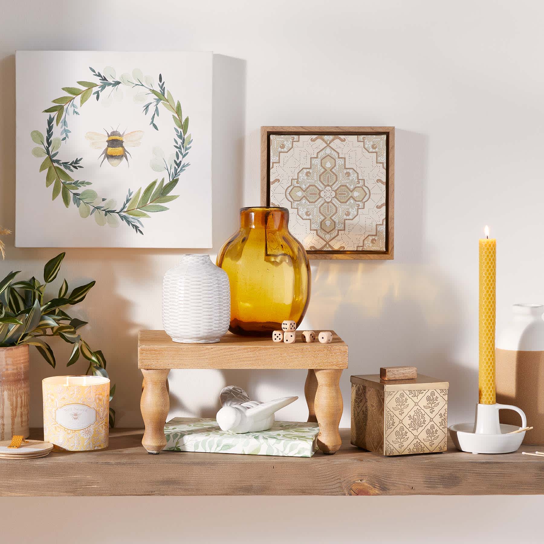 Honeybloom Amber Glass Vase, 7.5"