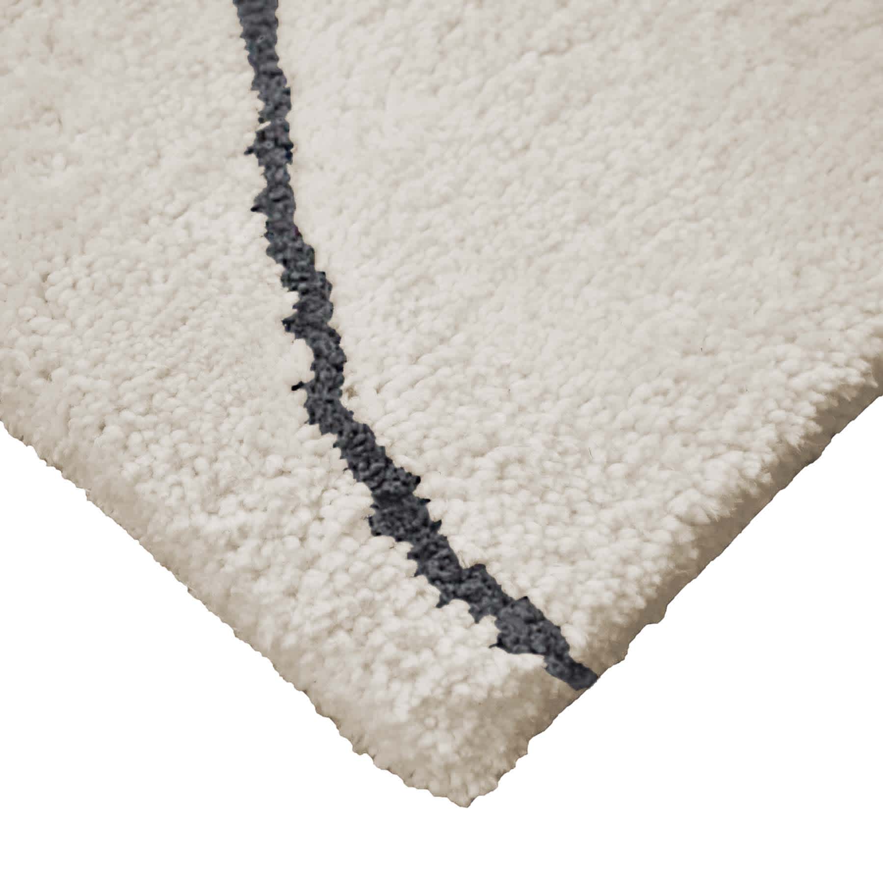 (C189) Crosby St. Ivory Geometric Shag Runner, 2x6