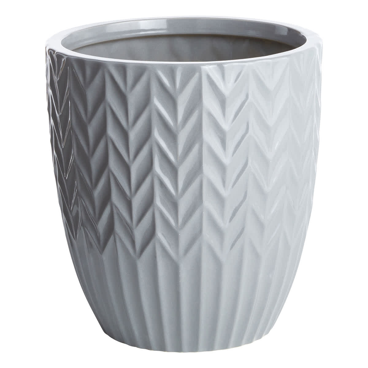 Crosby St. Grey Tall Herringbone Ceramic Outdoor Planter, Large