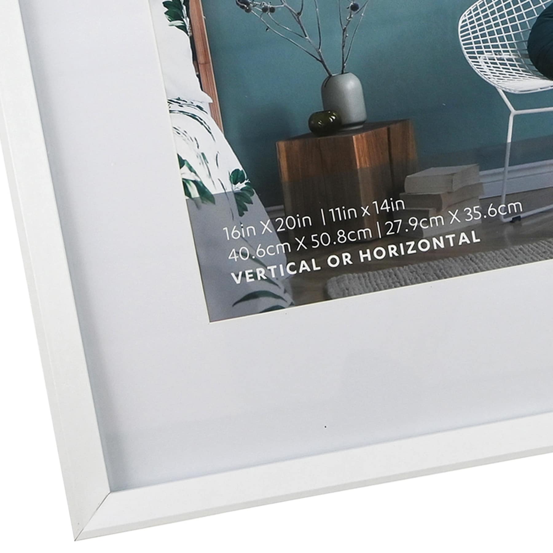 16x20 Matted to 11x14 Wall Frame, White