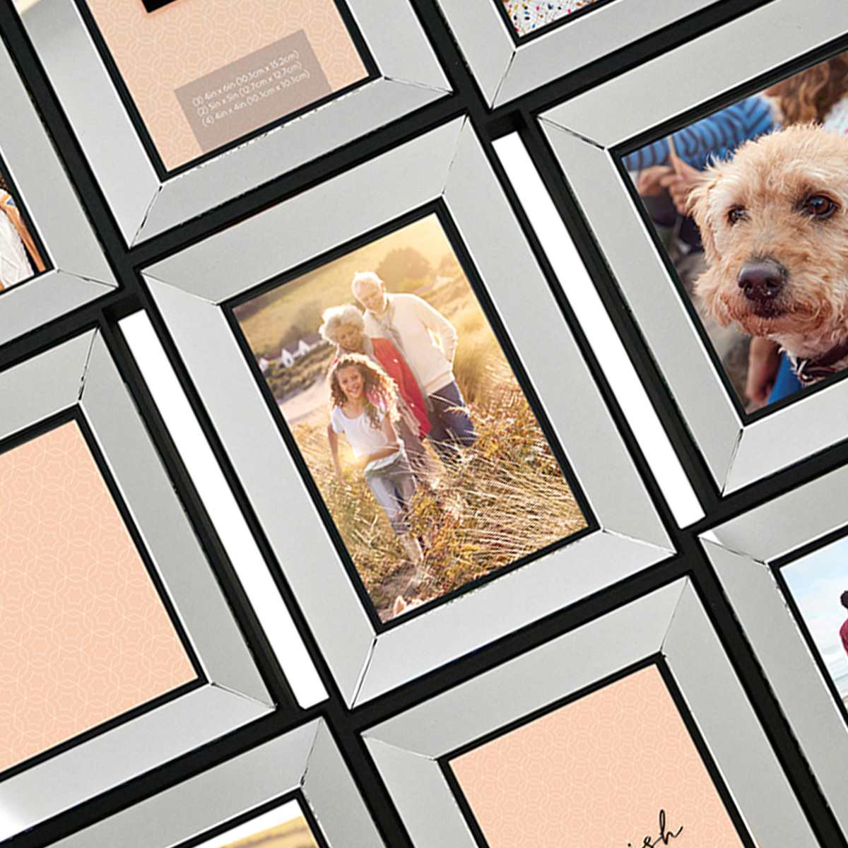 9-Opening Mirrored Collage Wall Frame, 21x24