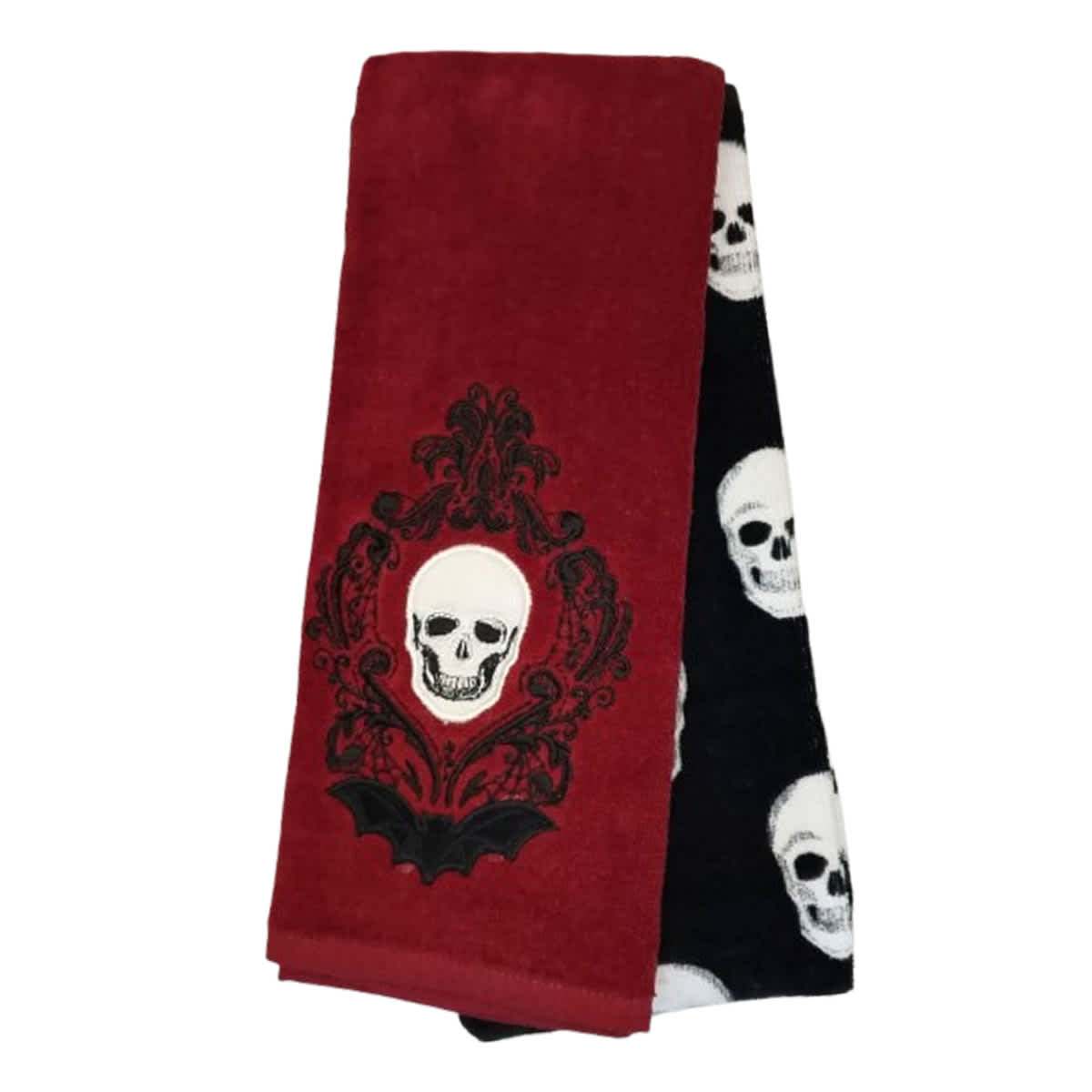 2-Pack Midnight Shadows Embroidered Skull Hand Towels