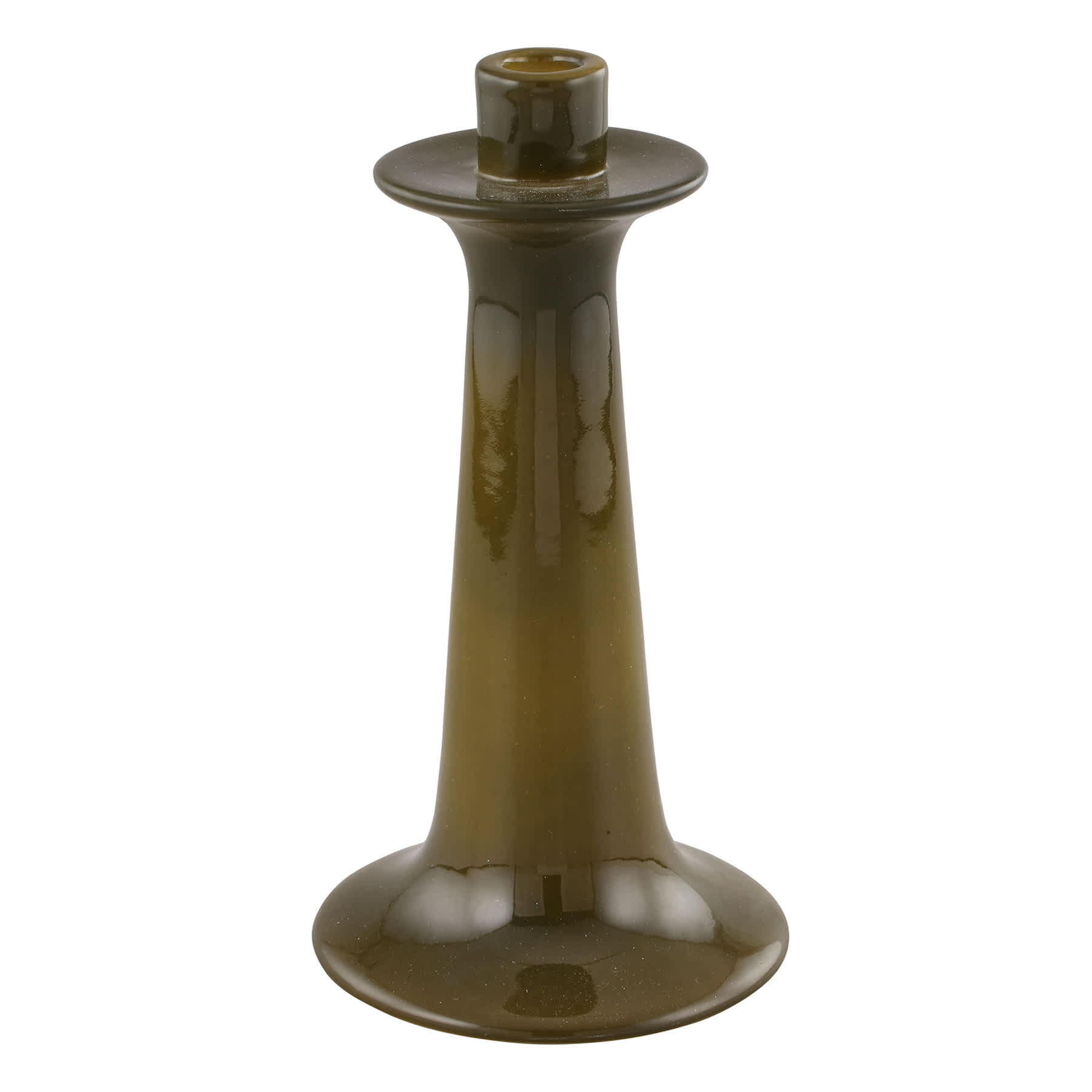 Olive Green Ceramic Taper Candleholder, 12"
