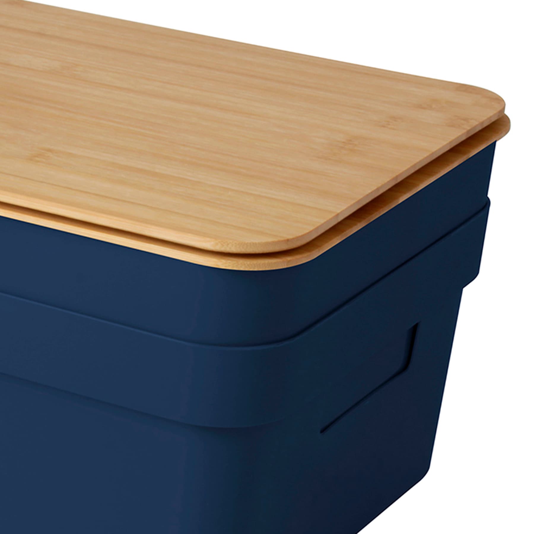 2-Pack Navy Storage Bin with Bamboo Lid, 8.5l