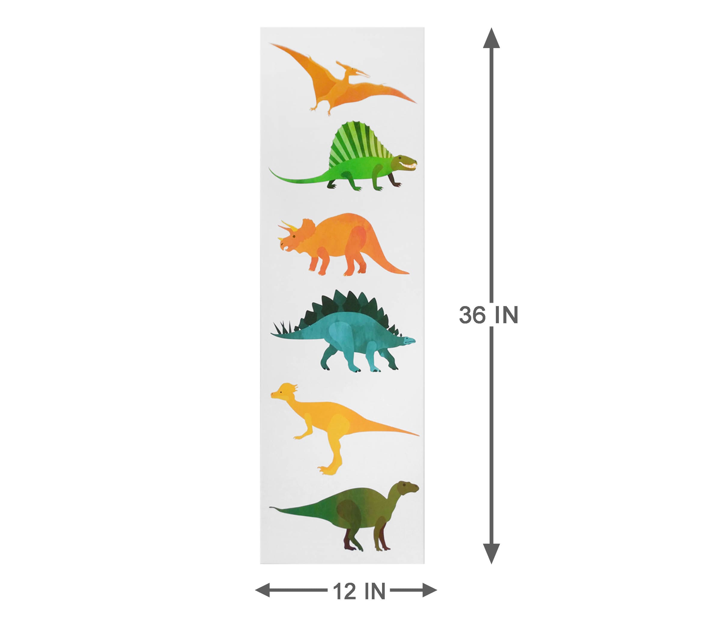 Multi-Dinosaur Kid's Canvas Wall Art, 12x36