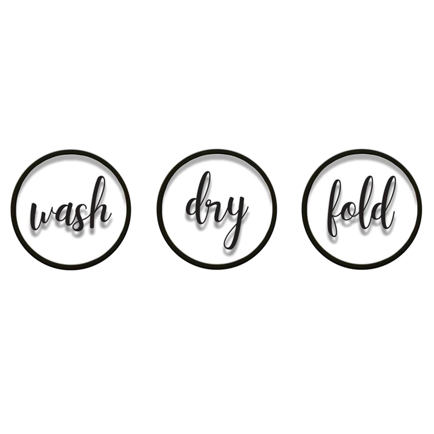 3-Piece Wash, Dry, Fold Glass Wall Sign, 8"