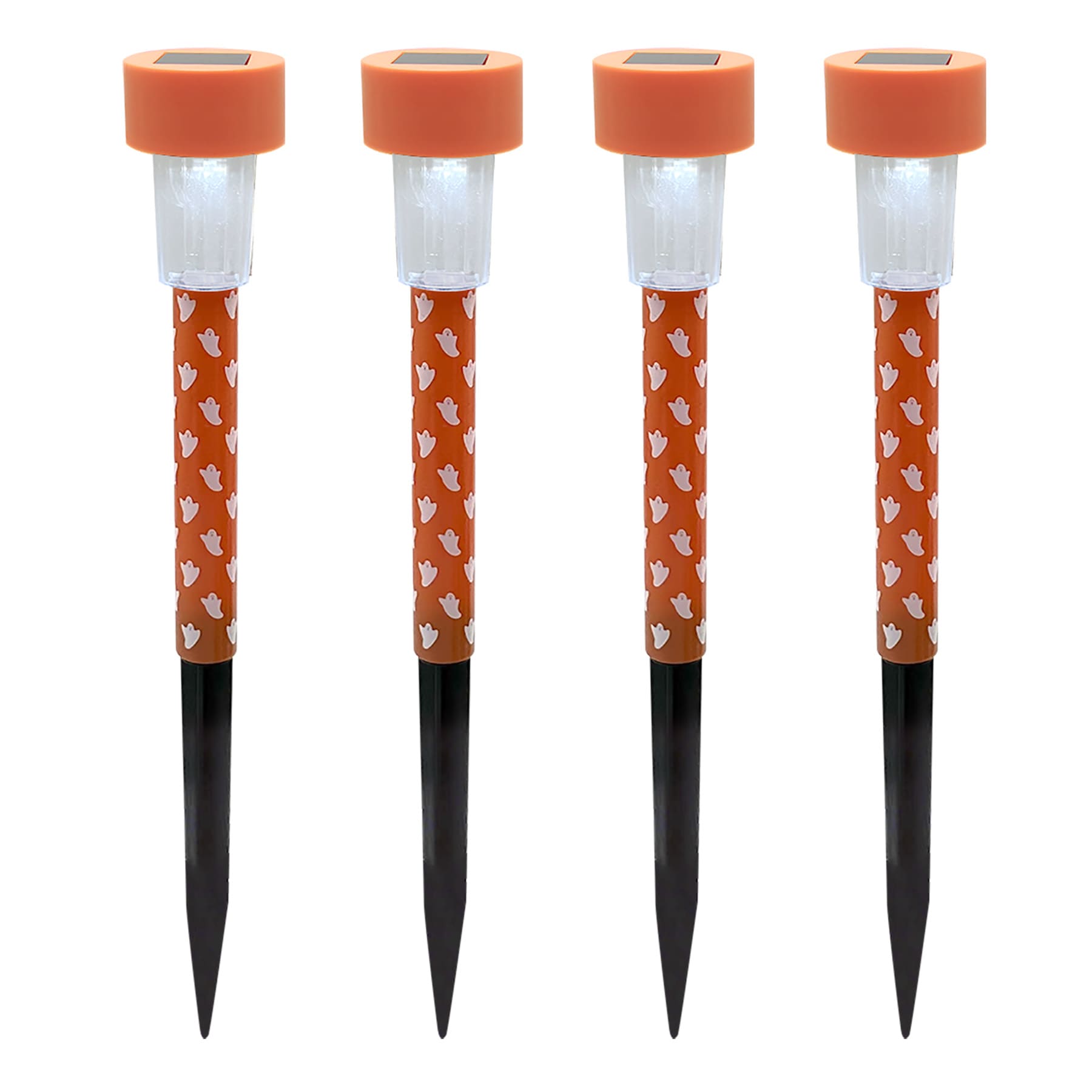 Orange with White Ghosts Halloween Rocket Light Set