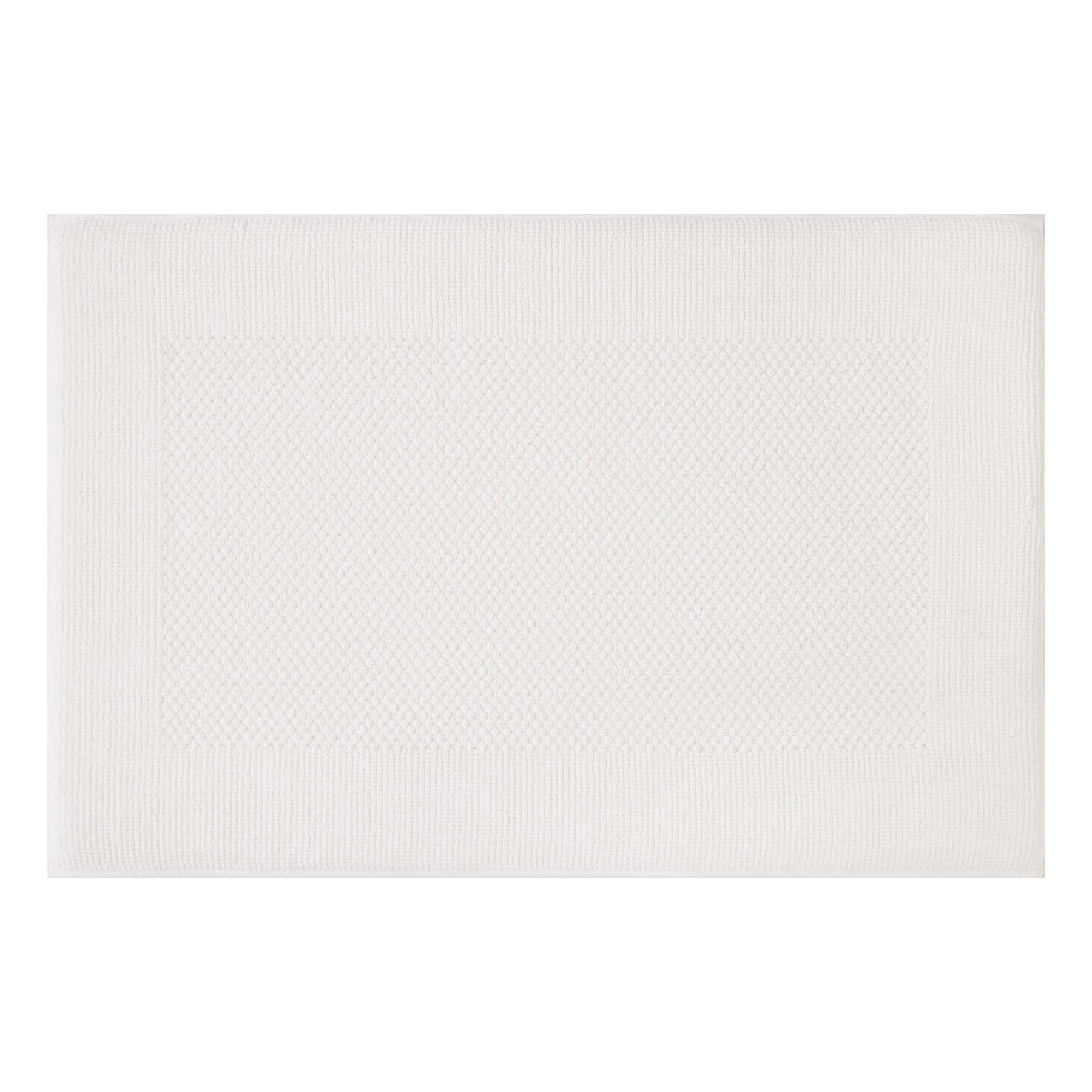 Providence White Waffle Border Memory Foam Cotton Bath Rug, 20x30