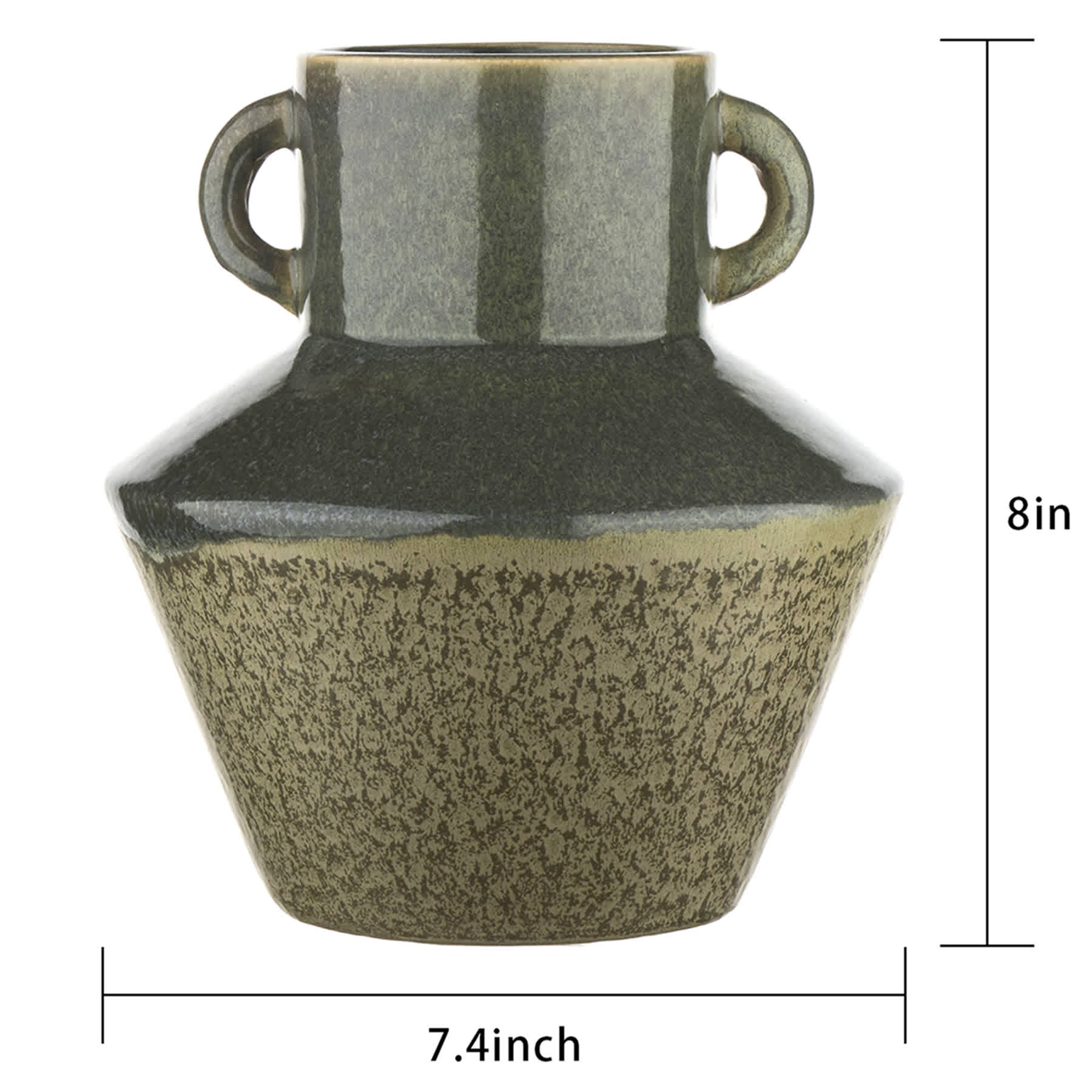 Green Glaze Ceramic Vase, 8"