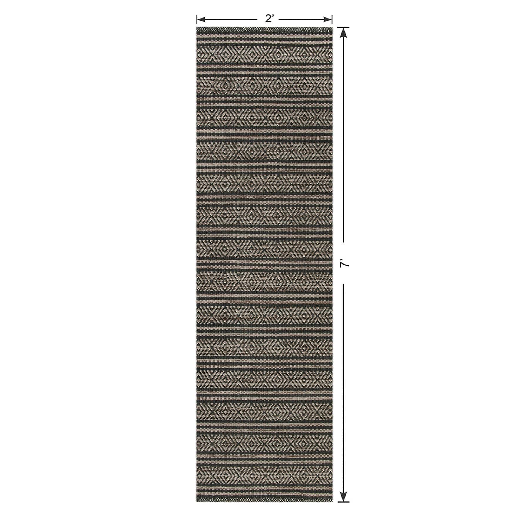 (B723) Honeybloom Neutral Flatweave Runner, 2x7