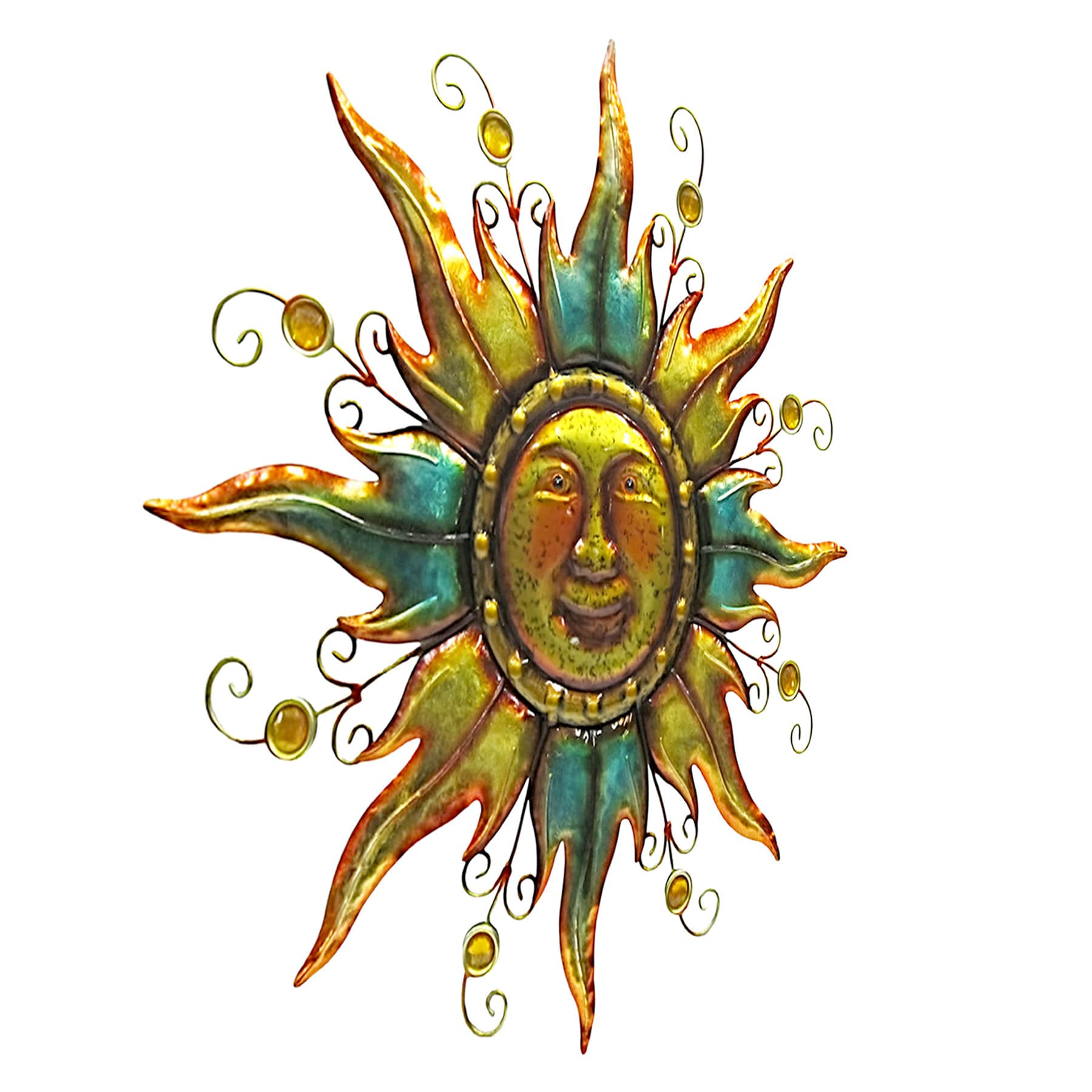 Two-Tone Metal Sun Face Outdoor Wall Decor, 22.7"