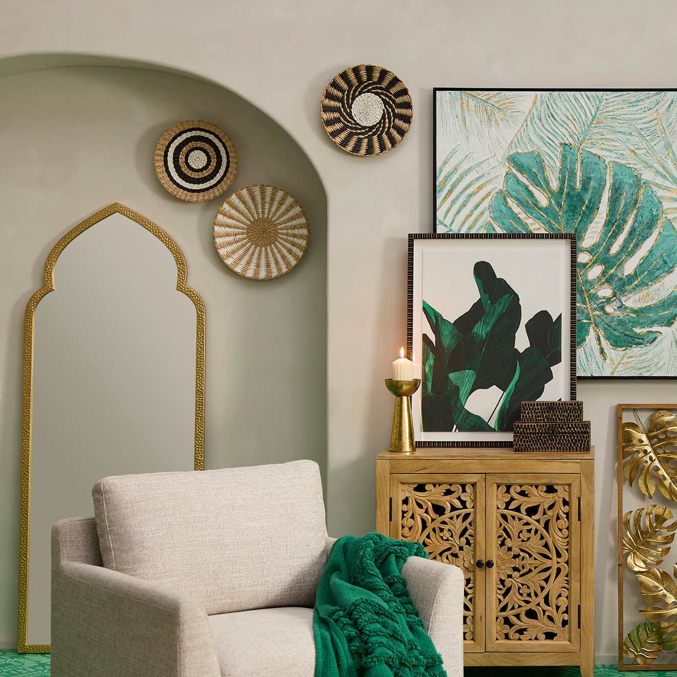 Found & Fable Hammered Gold Leaner Mirror, 26x64