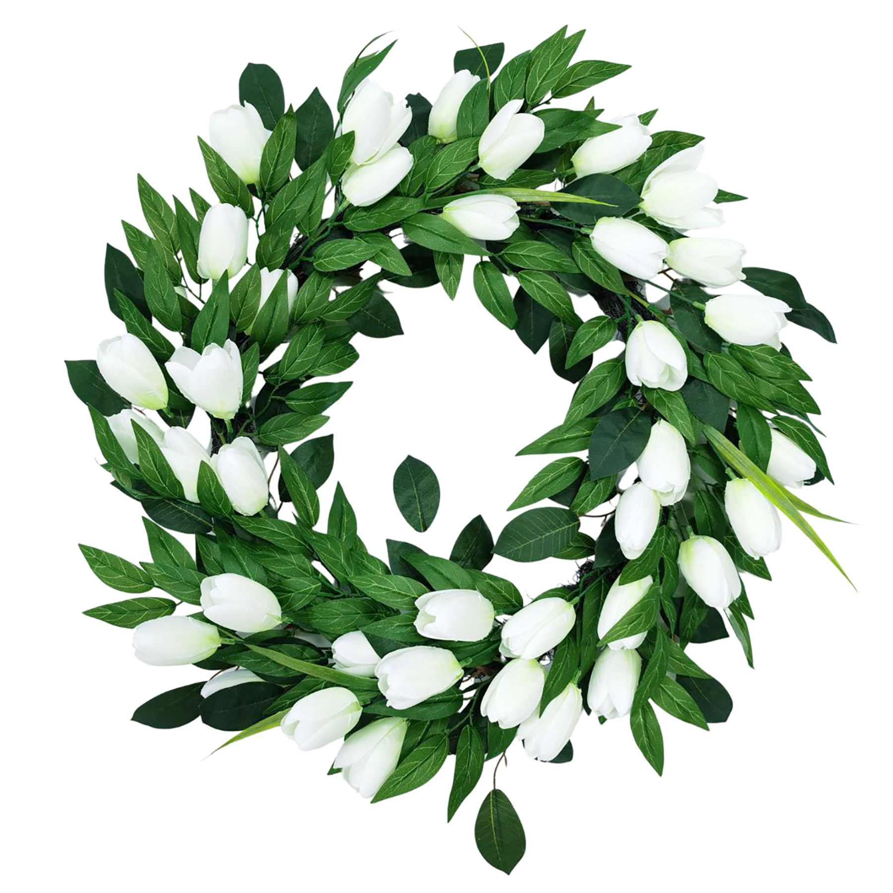 White Tulip Wreath, 24"