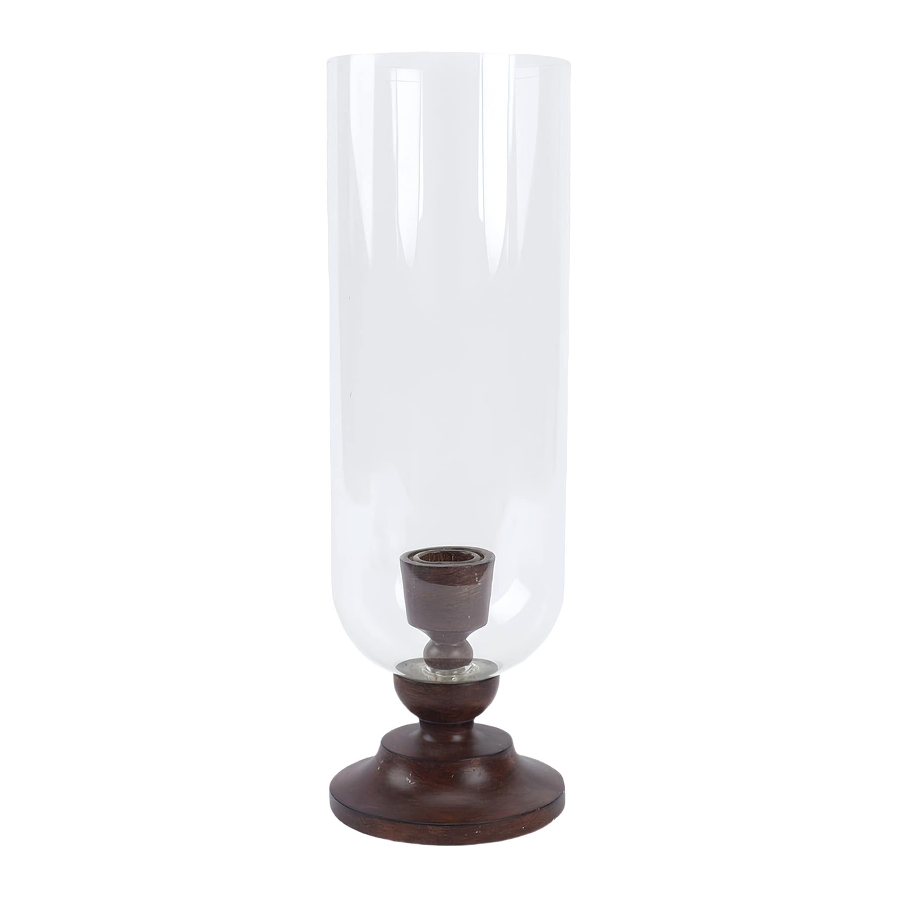Brown Resin & Glass Taper Candle Holder, 12"