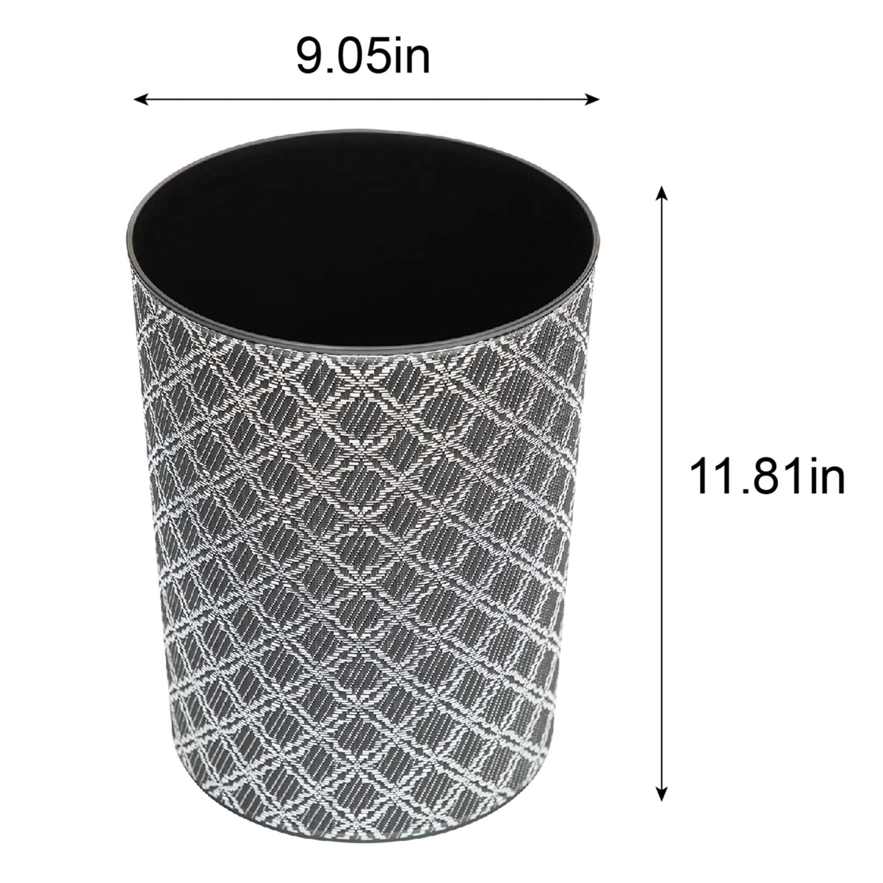Winslow Black Quatrefoil Round Trash Bin, 10l
