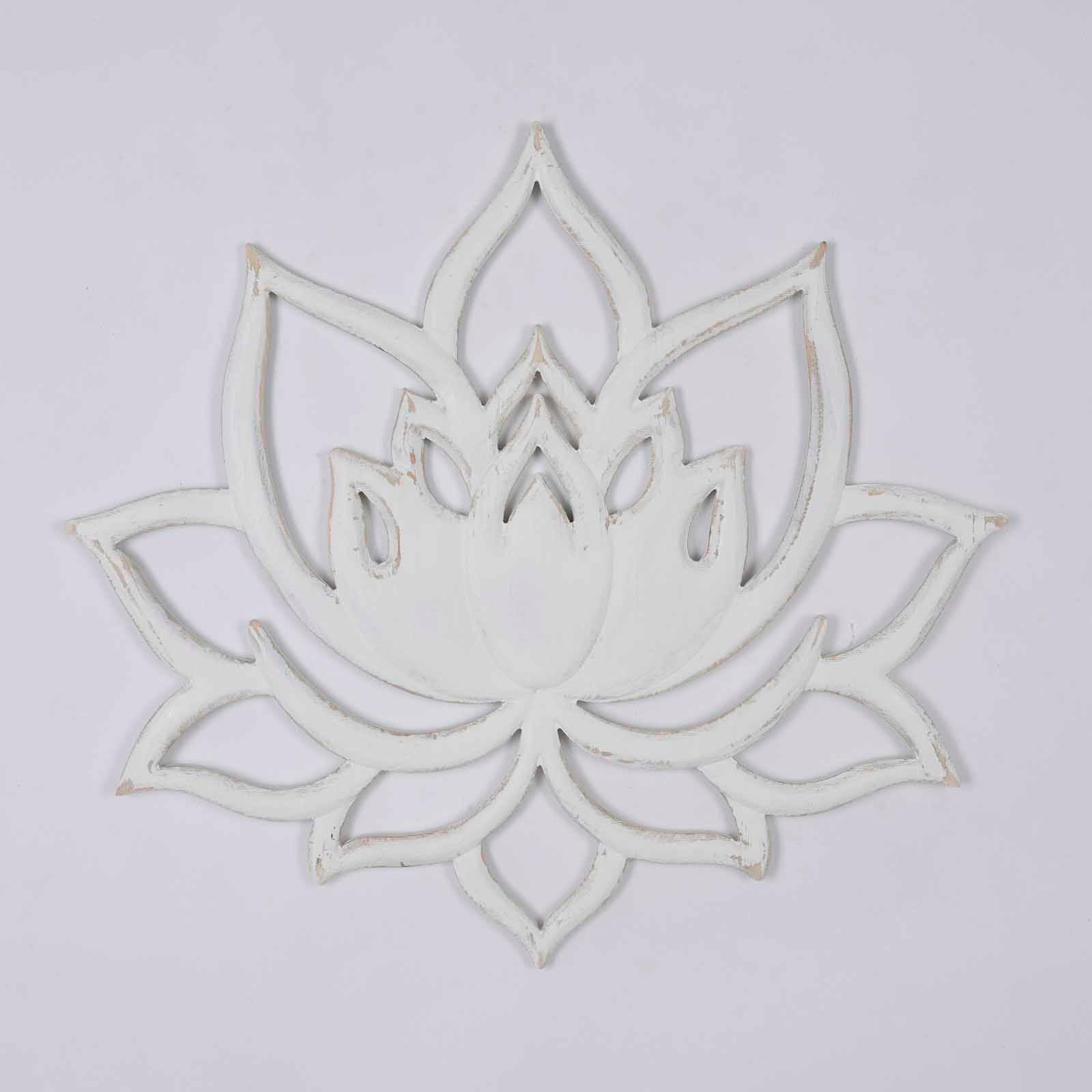 Found And Fable White Lotus Flower Wood Wall Decor