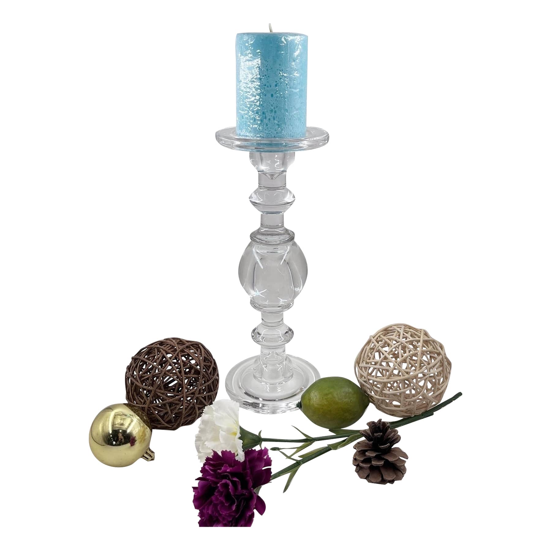 Providence Clear Glass Candle Holder, 11.8"