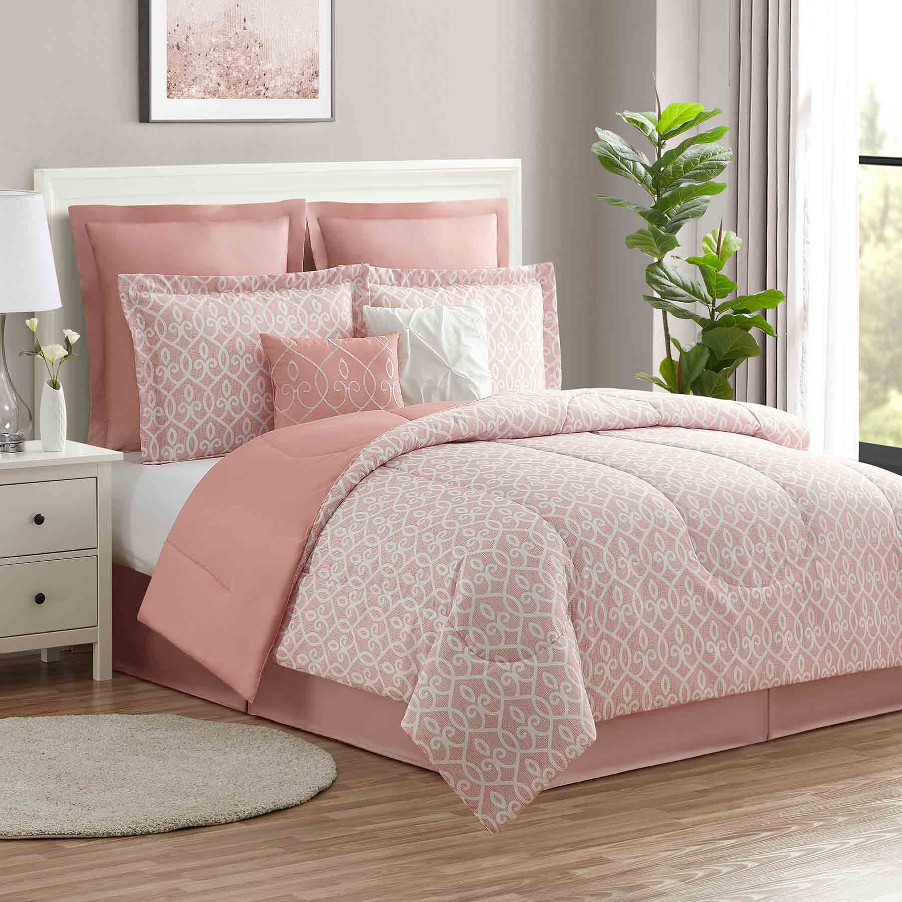 8-Piece Jenna Rose Lattice Essential Comforter Set, Full